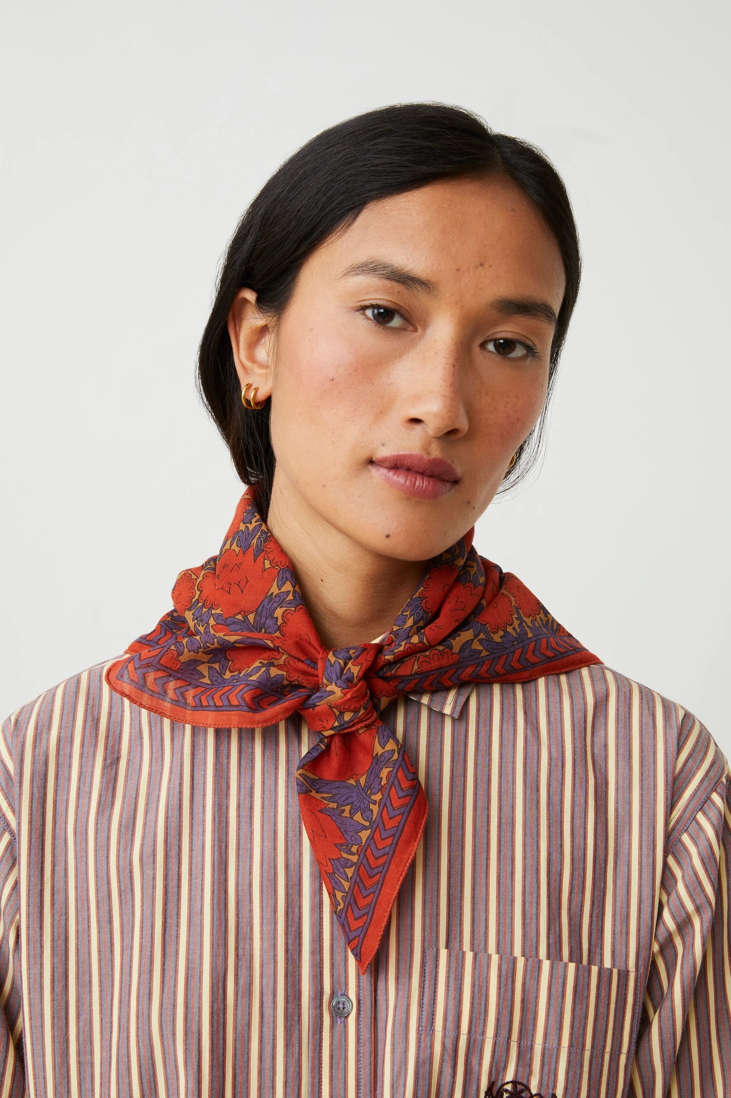 French Cotton Scarf 'Ajmer' In Jasper