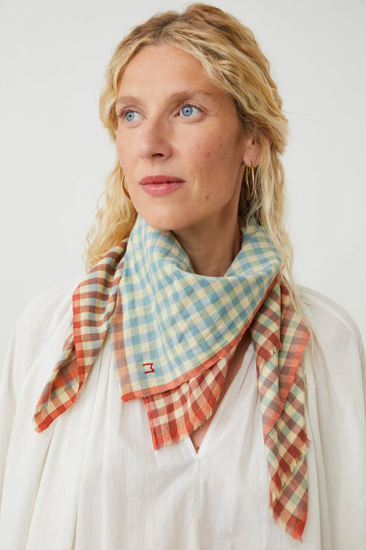 French Cotton Scarf 'Poem' In Mineral