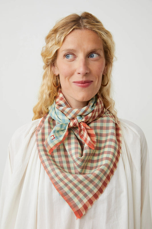 French Cotton Scarf 'Poem' In Mineral