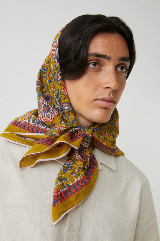 French Cotton Scarf 'Agra' In Pollen