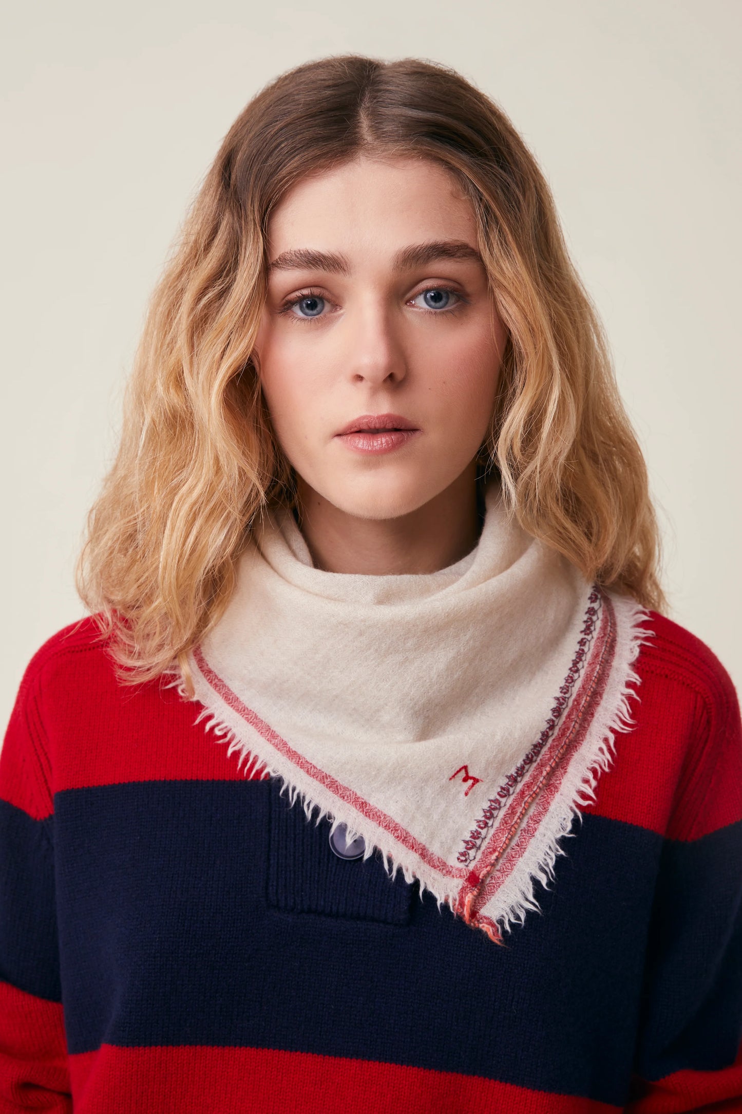Moismont French Embroidered Cashmere Scarf 'Idol'