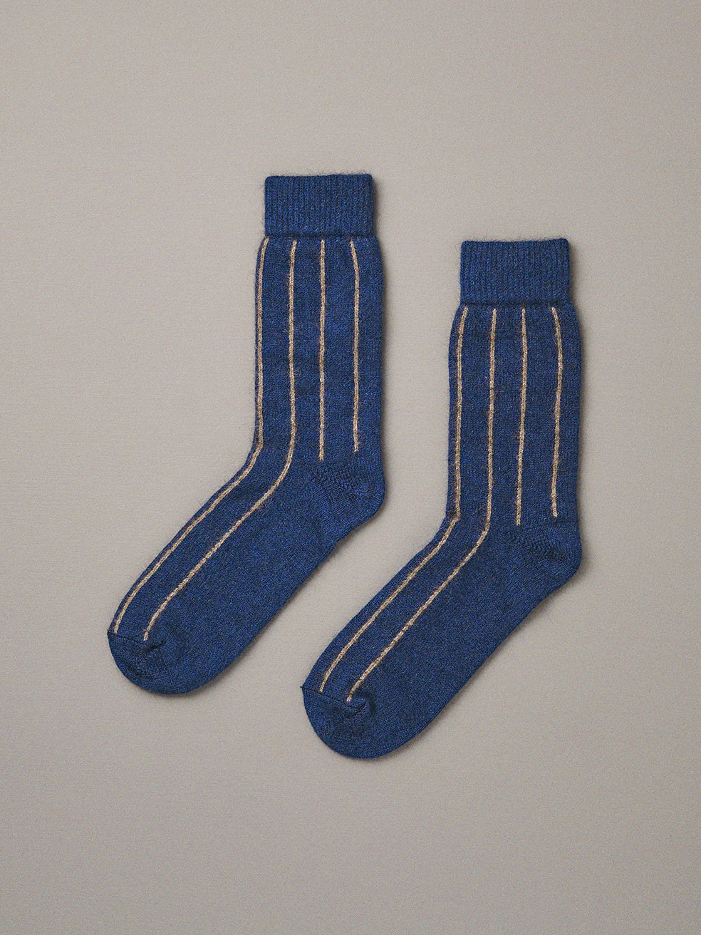 Francie Possum Merino Socks - Striped Blue & Natural