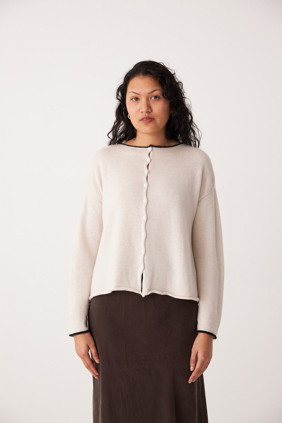 Francie Dolls Reversible Cardigan Ivory /Black Trim
