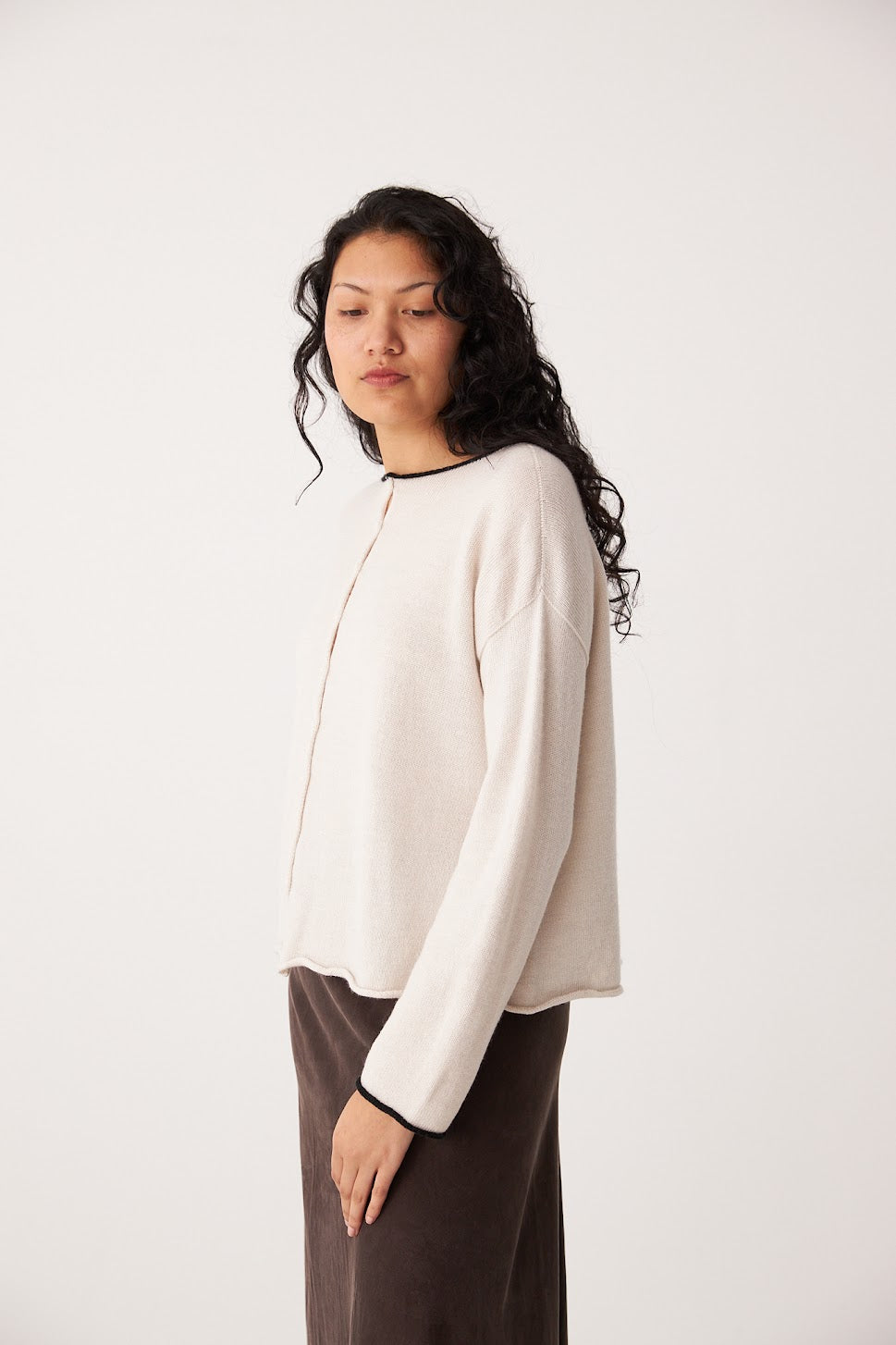 Francie Dolls Reversible Cardigan Ivory /Black Trim