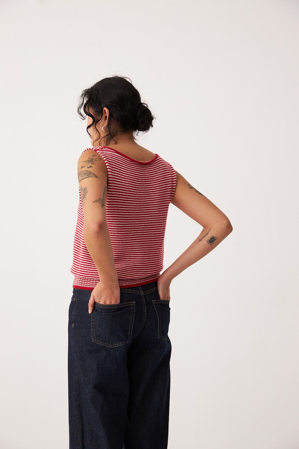 Francie Star Knit Vest Cherry/Creme Stripe