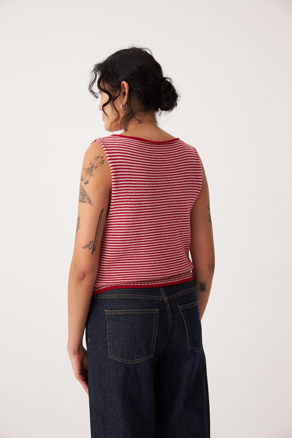 Francie Star Knit Vest Cherry/Creme Stripe