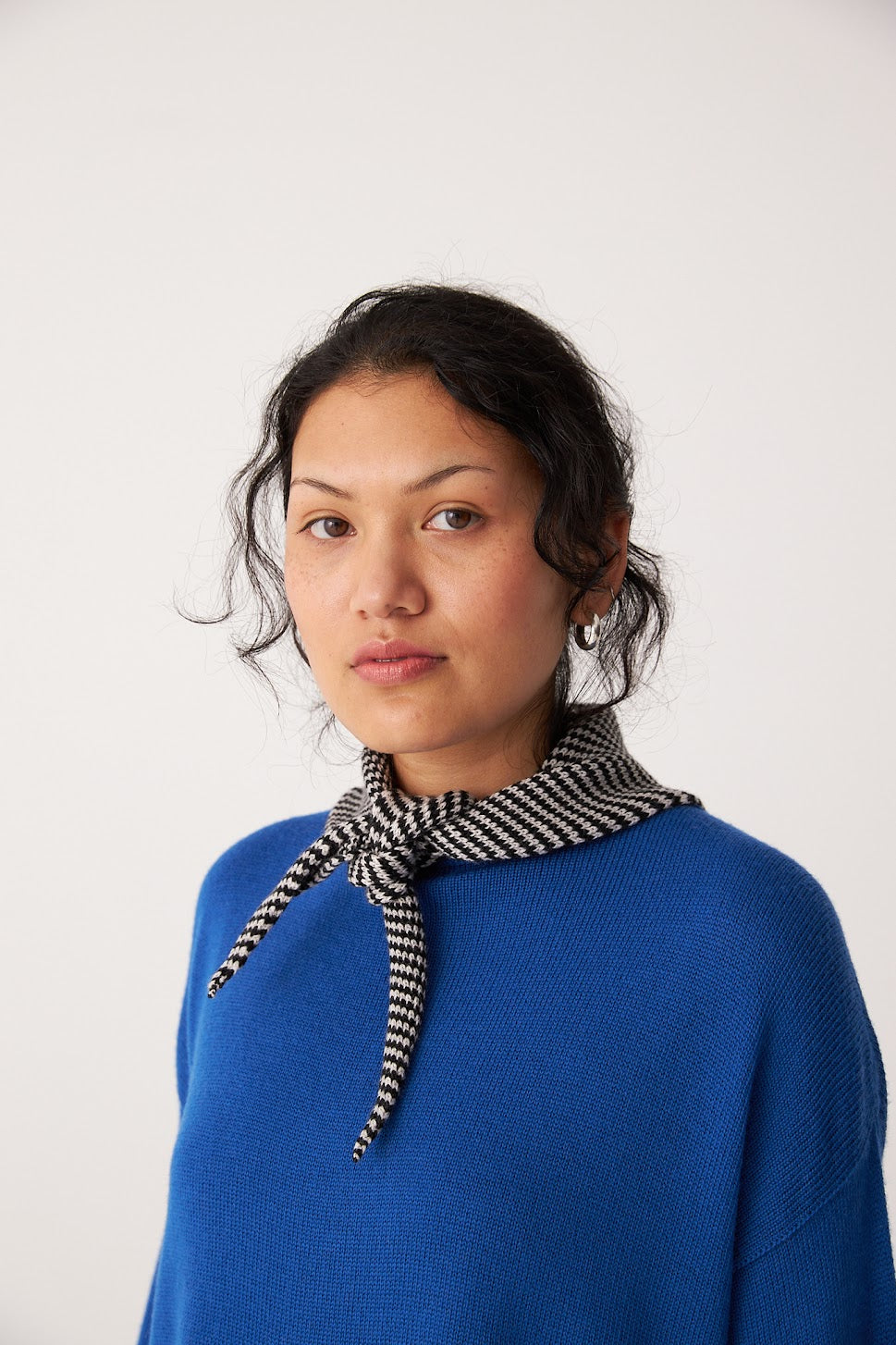 Francie Daisy Scarf Black/Creme Stripe
