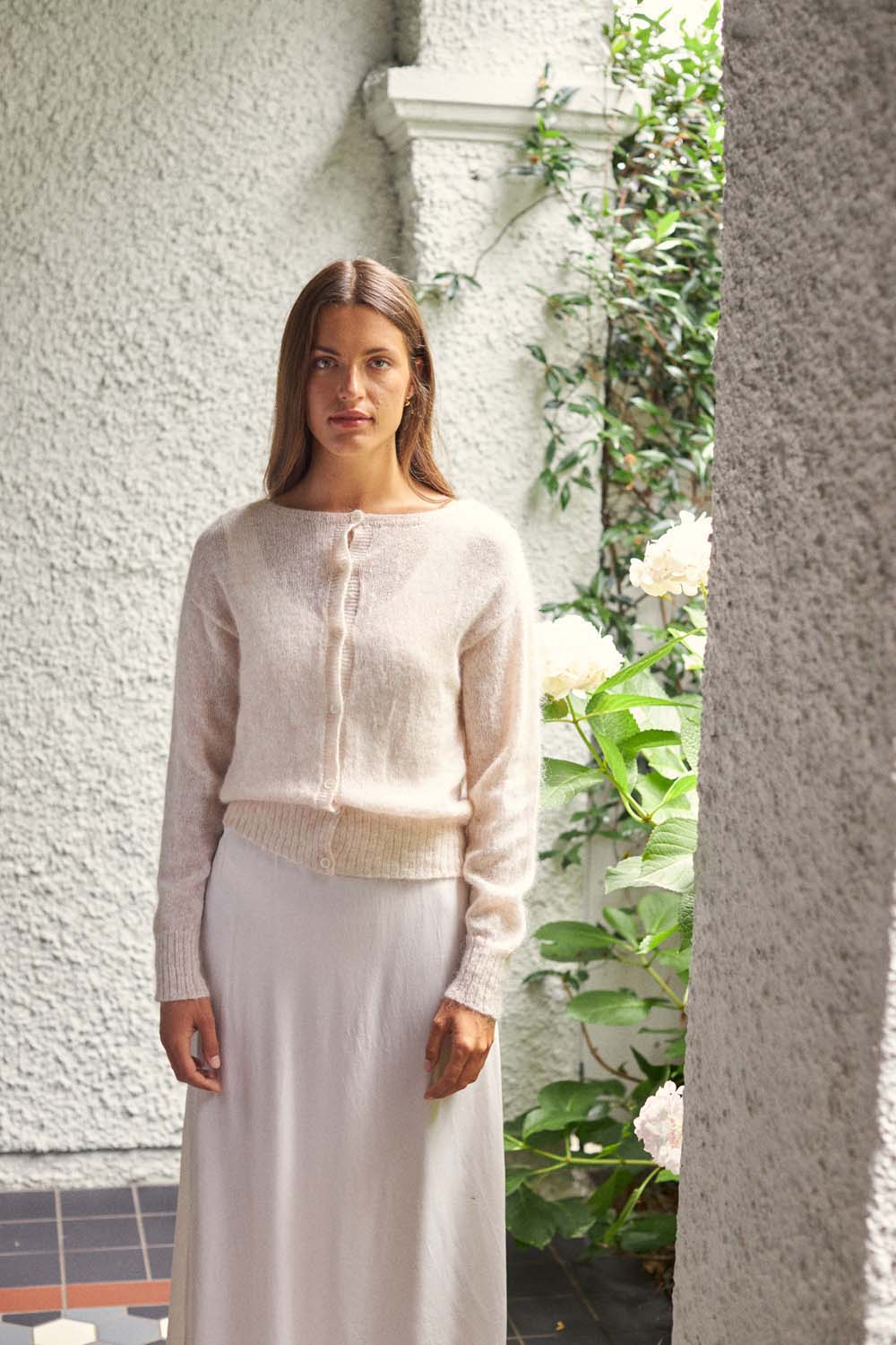 Francie Fleur Cardigan Creme