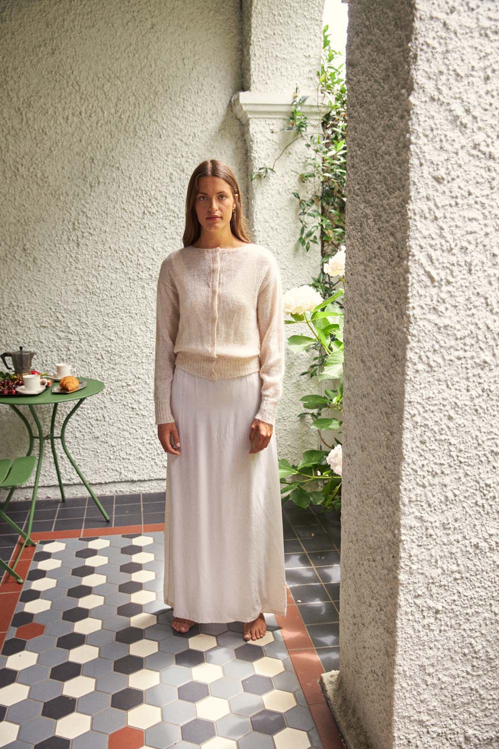 Francie Fleur Cardigan Creme