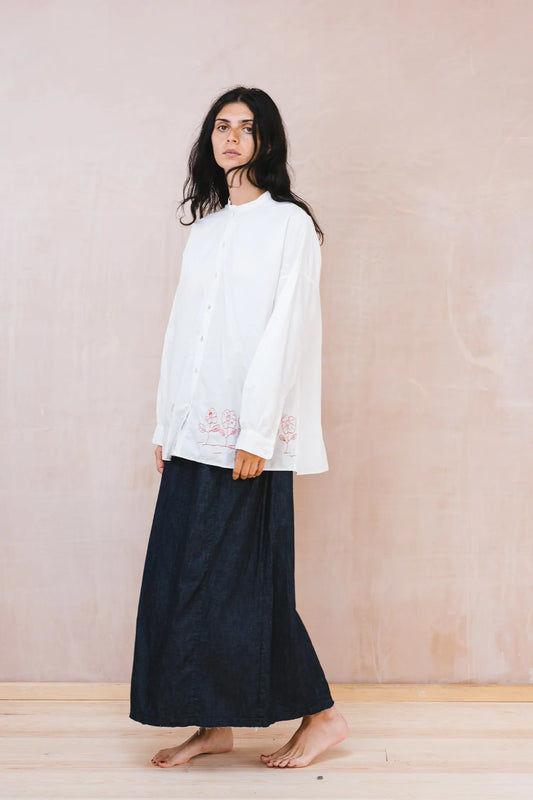 Sula Flowers Button Thru Shirt - Kilberry Cotton
