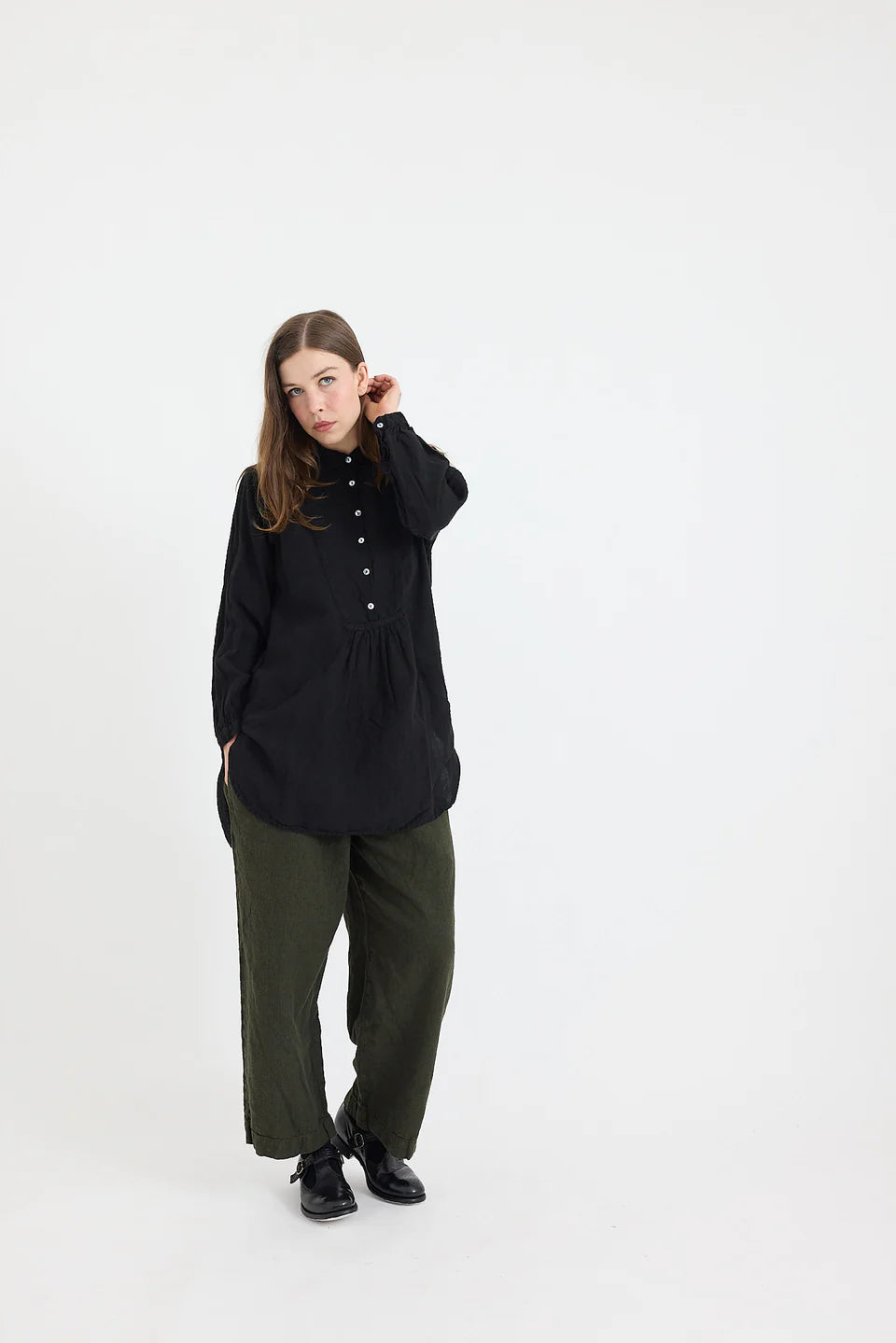 Metta Francoise Shirt - Black Linen