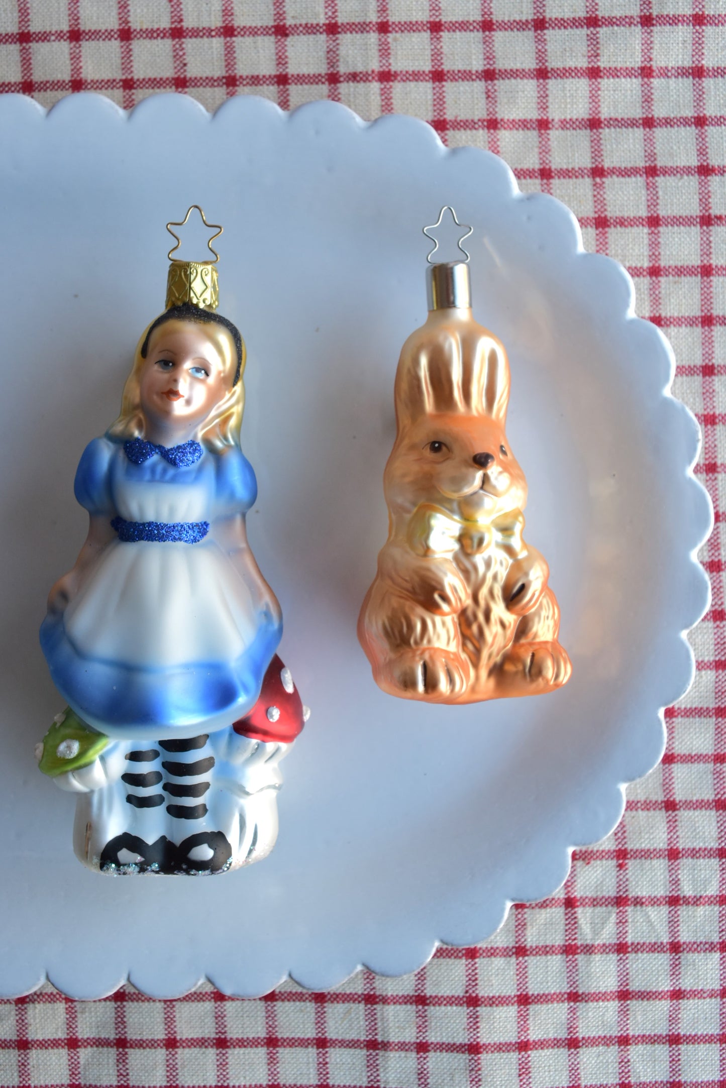 German Glass Christmas Ornament Set - Alice And Rabbit