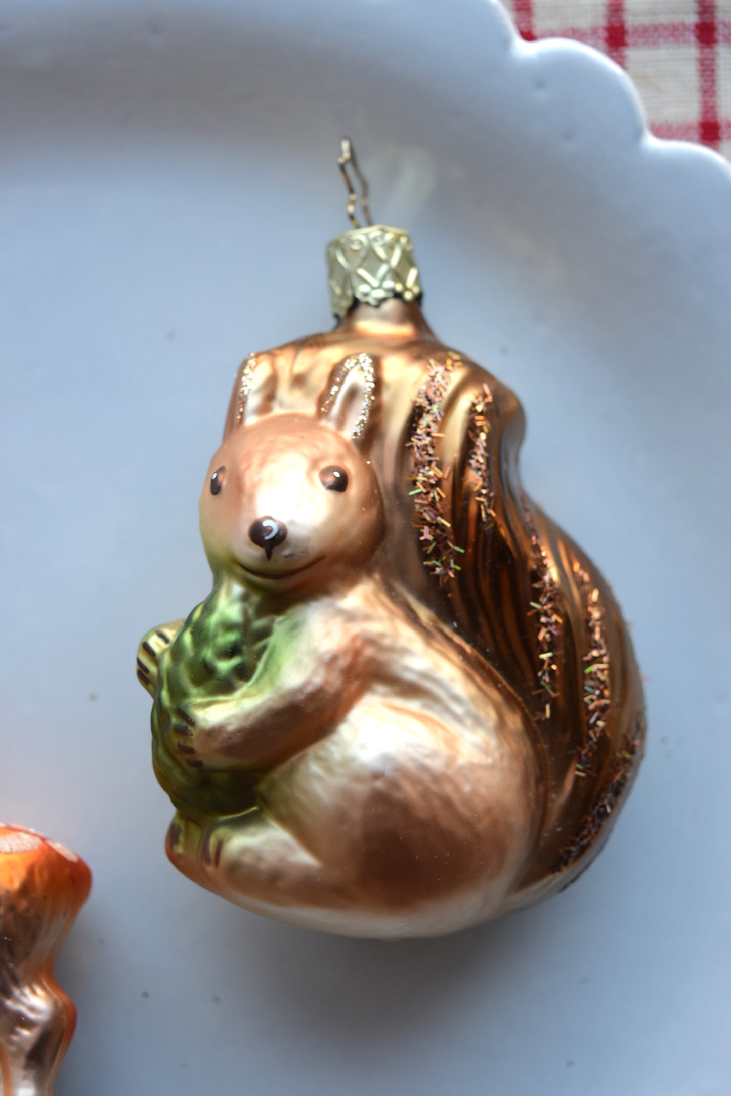 German Glass Christmas Ornament Set - Fawn And Squirrel