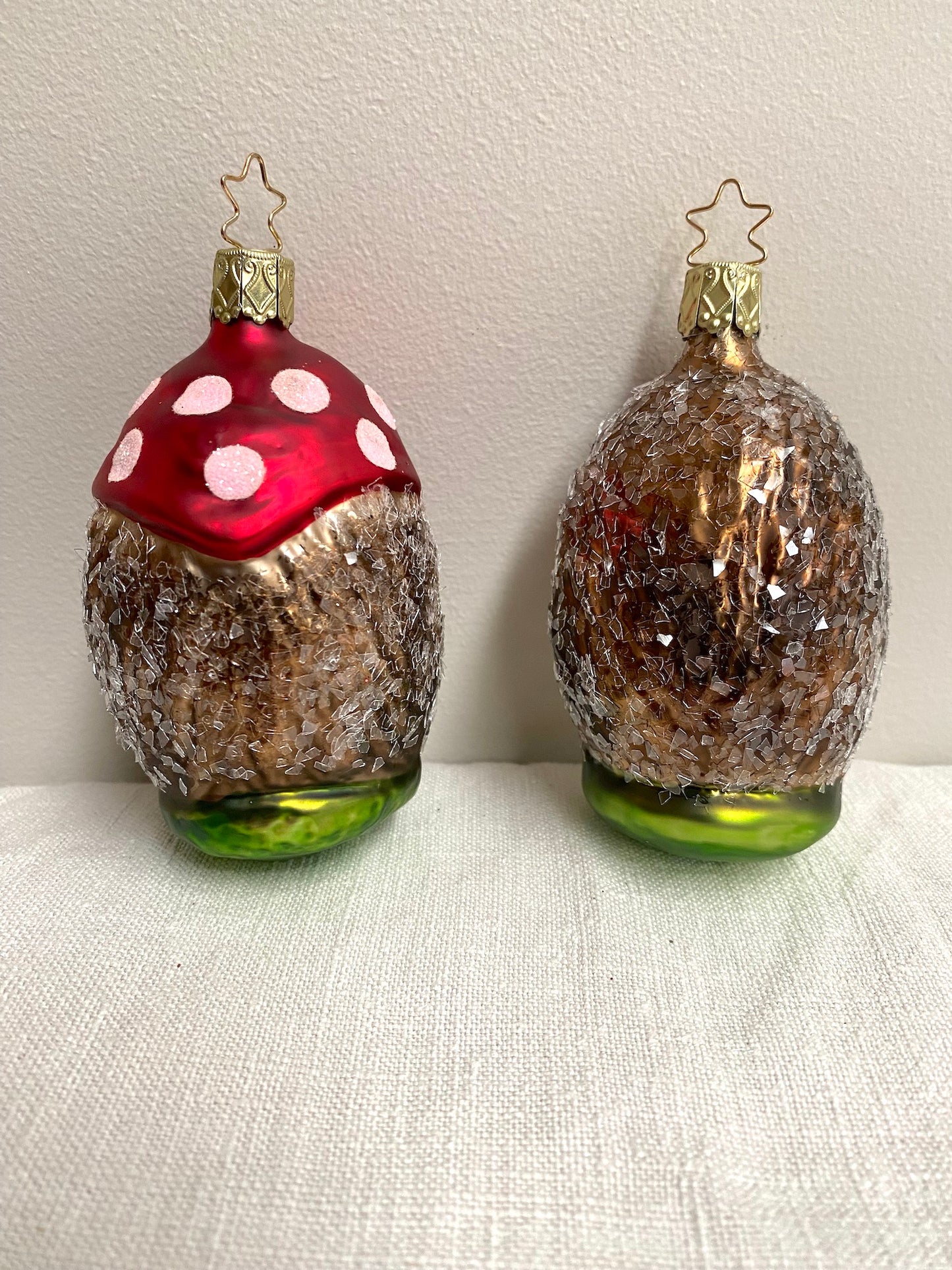German Glass Christmas Ornament Set - Hedgehog Family
