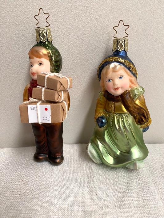German Glass Christmas Ornament Set - Nostalgic Siblings