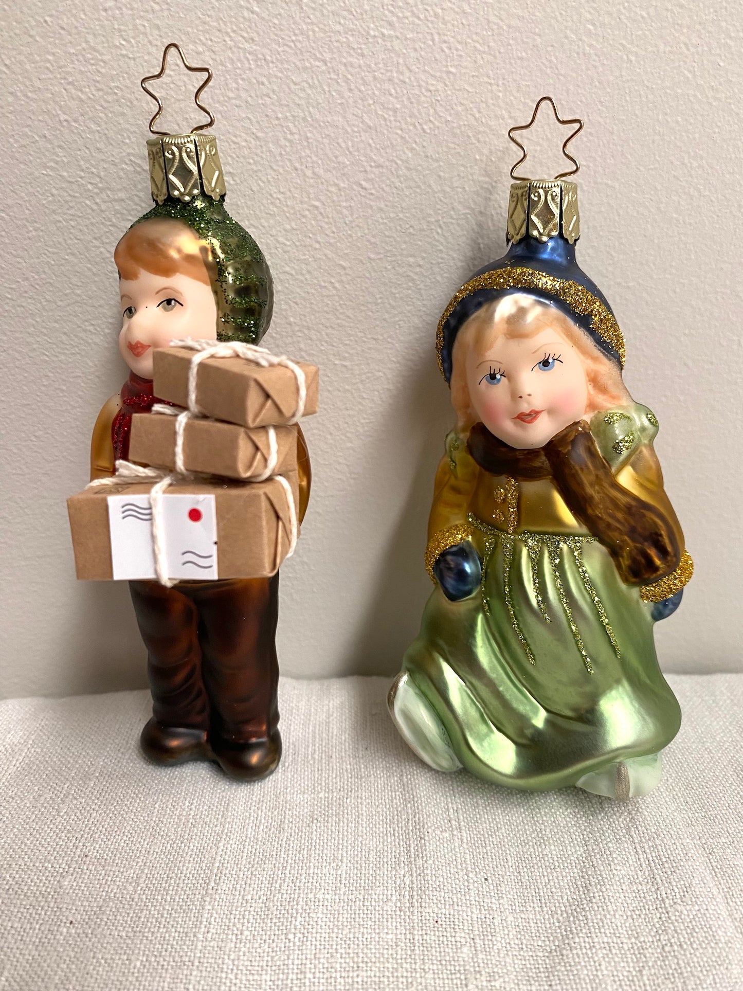 German Glass Christmas Ornament Set - Nostalgic Siblings