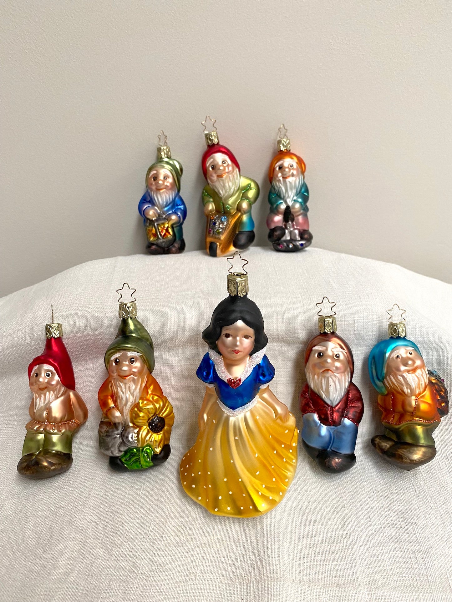German Glass Christmas Ornament Set - Snow White & the Seven Dwarves