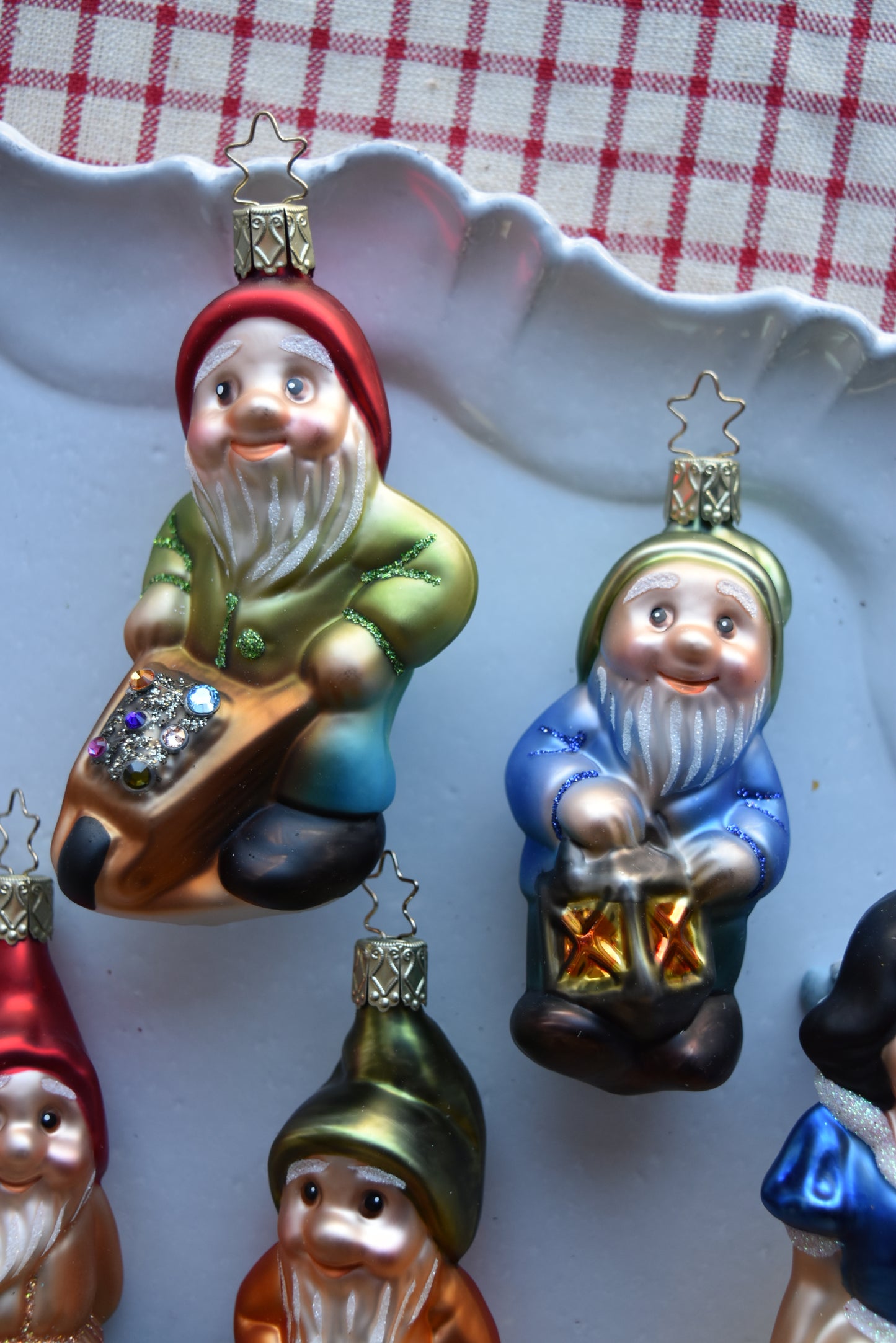 German Glass Christmas Ornament Set - Snow White & the Seven Dwarves