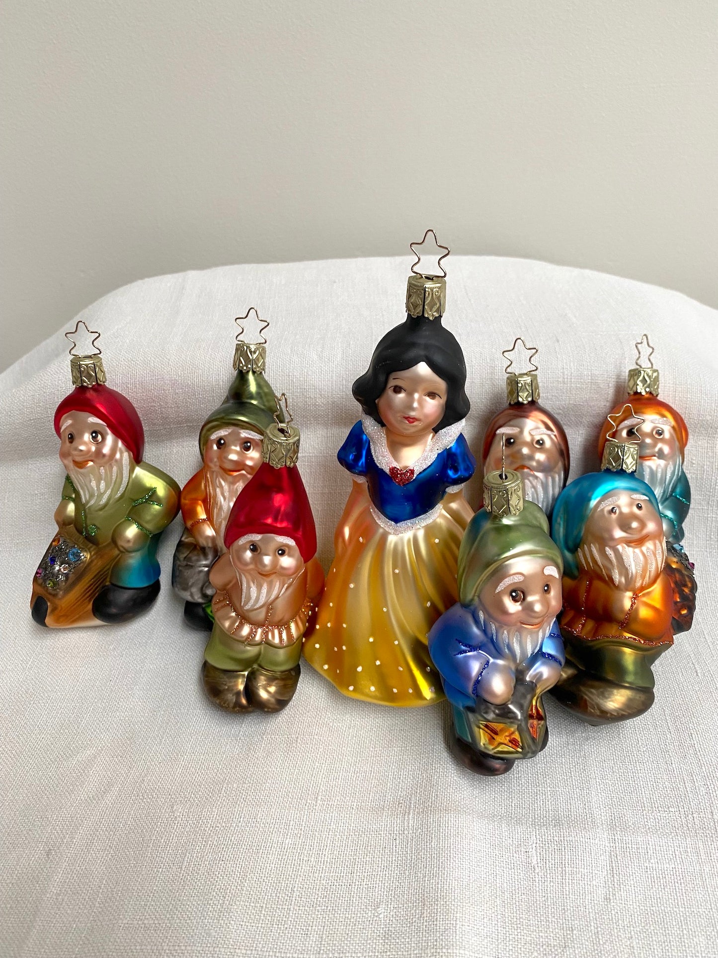 German Glass Christmas Ornament Set - Snow White & the Seven Dwarves