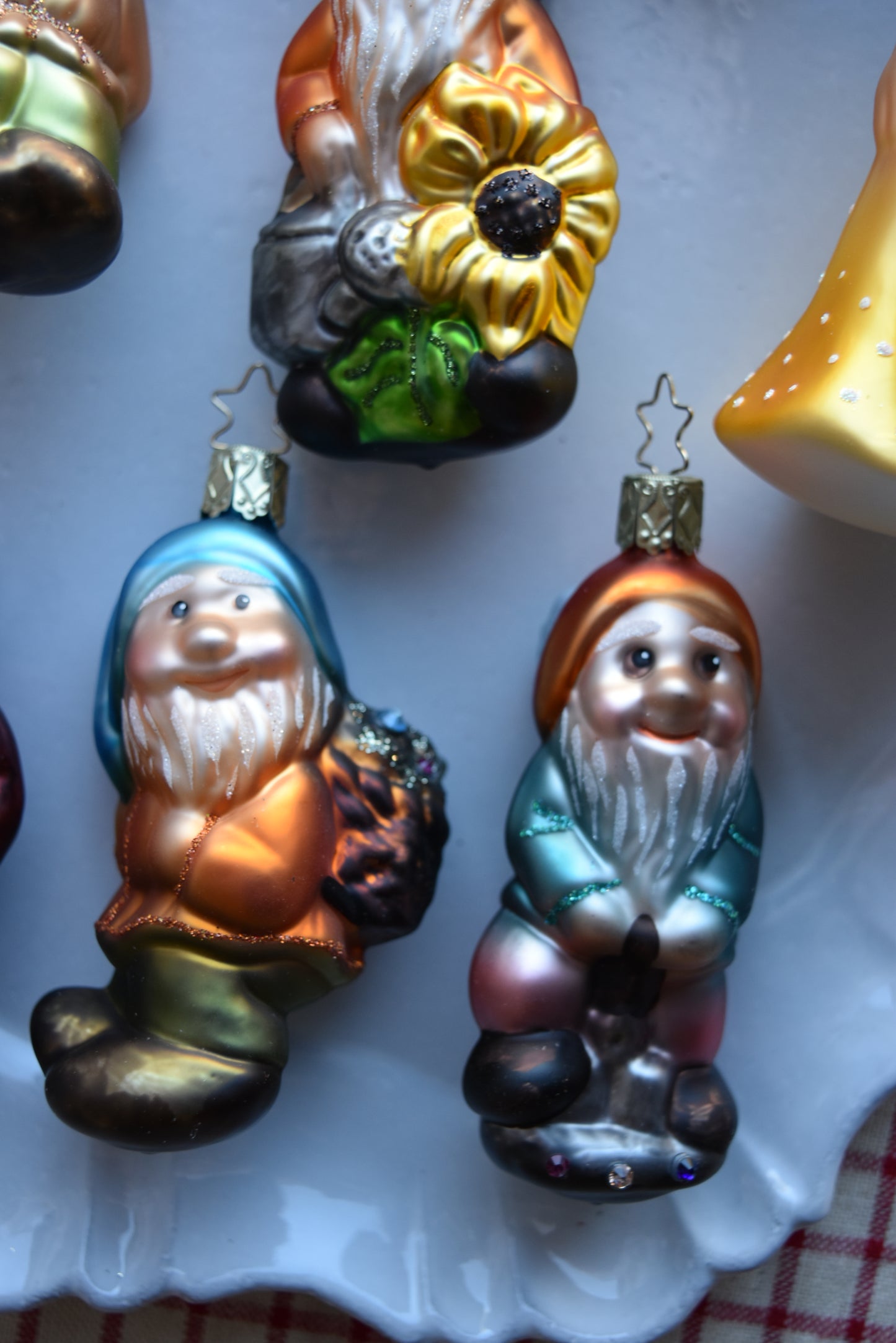 German Glass Christmas Ornament Set - Snow White & the Seven Dwarves