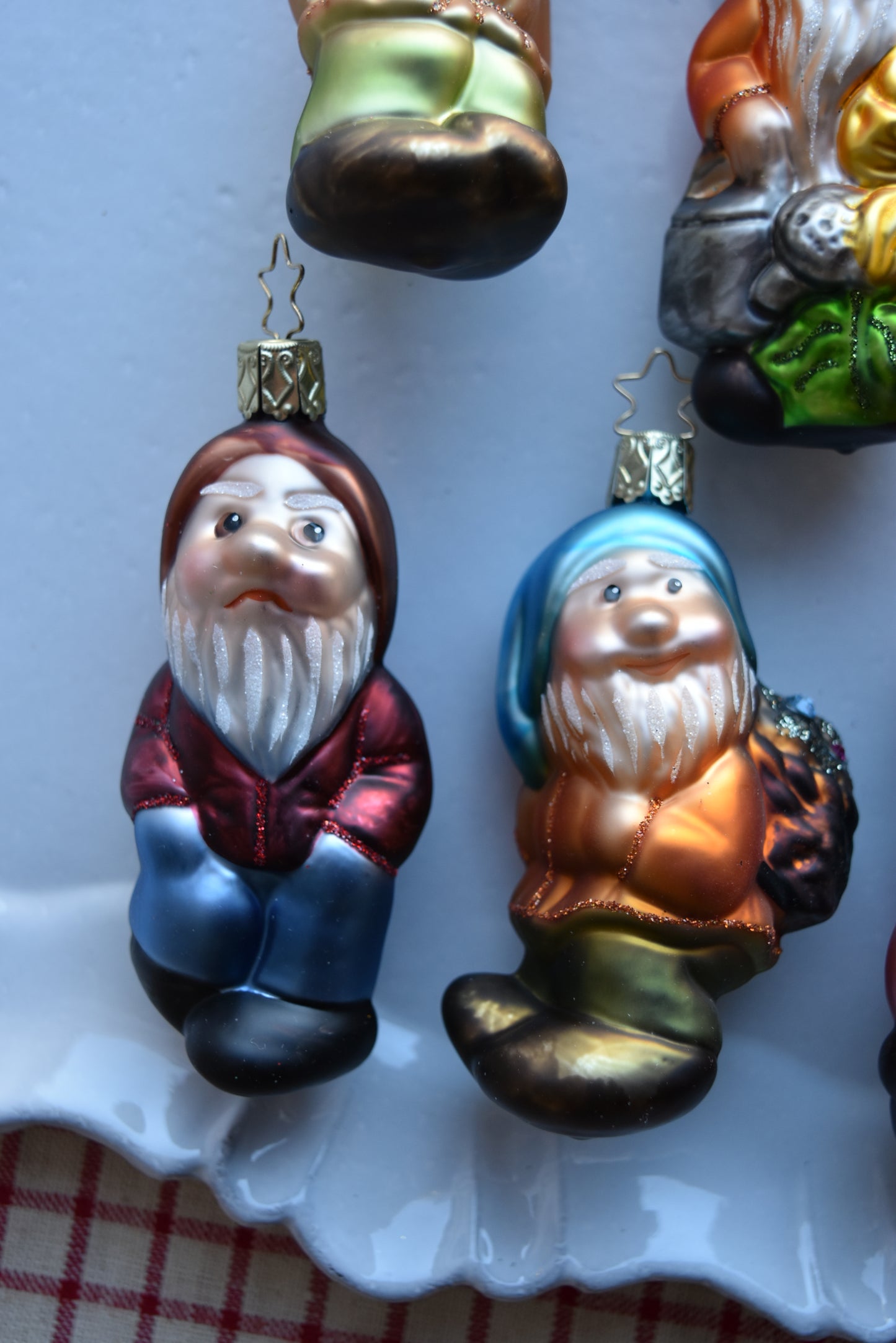 German Glass Christmas Ornament Set - Snow White & the Seven Dwarves
