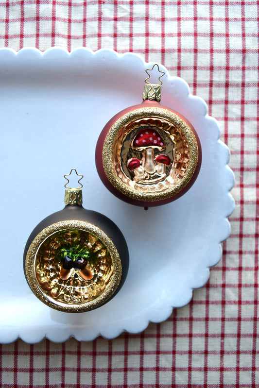 German Glass Christmas Ornaments - Acorn or Mushroom Bauble