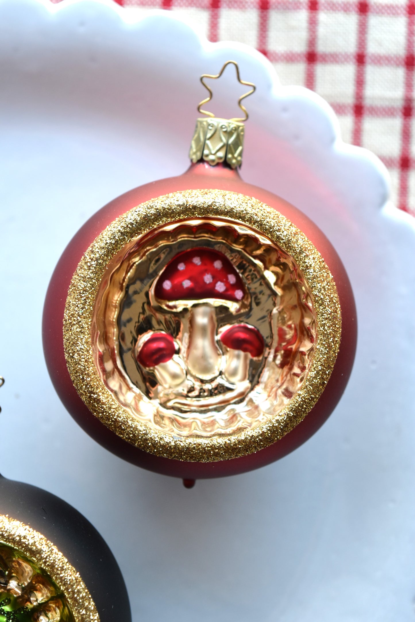 German Glass Christmas Ornaments - Acorn or Mushroom Bauble
