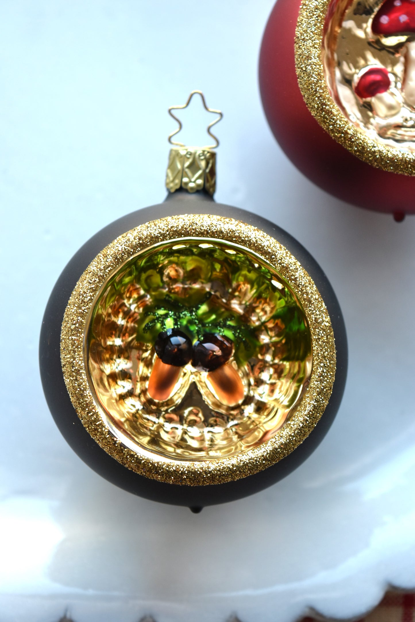 German Glass Christmas Ornaments - Acorn or Mushroom Bauble