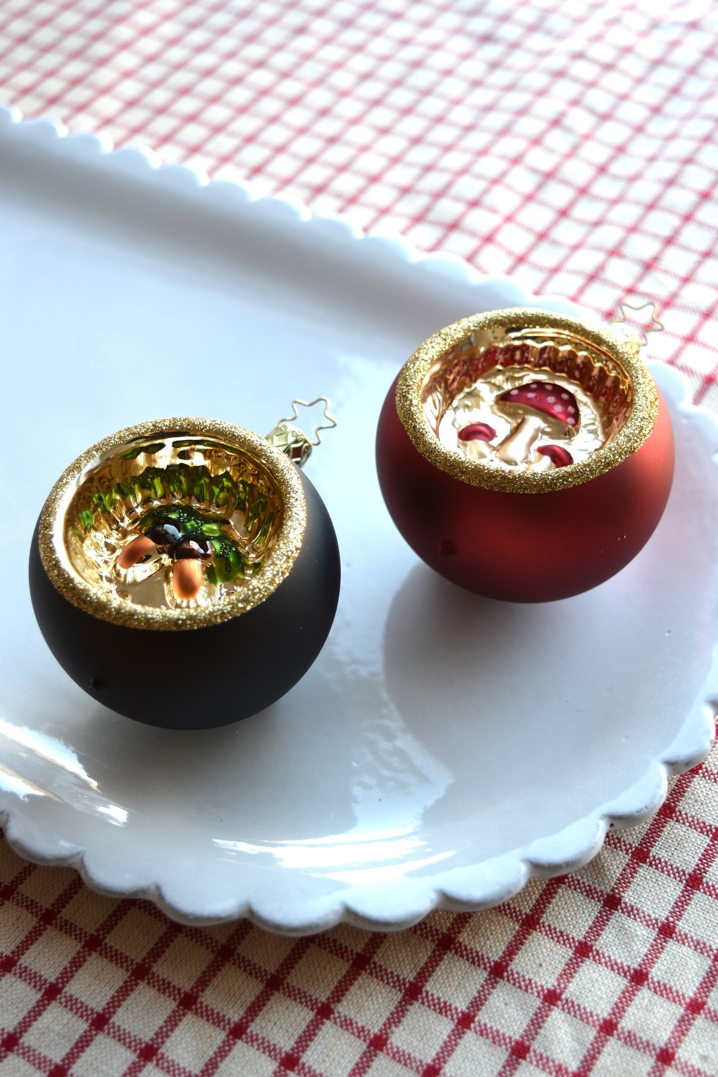 German Glass Christmas Ornaments - Acorn or Mushroom Bauble