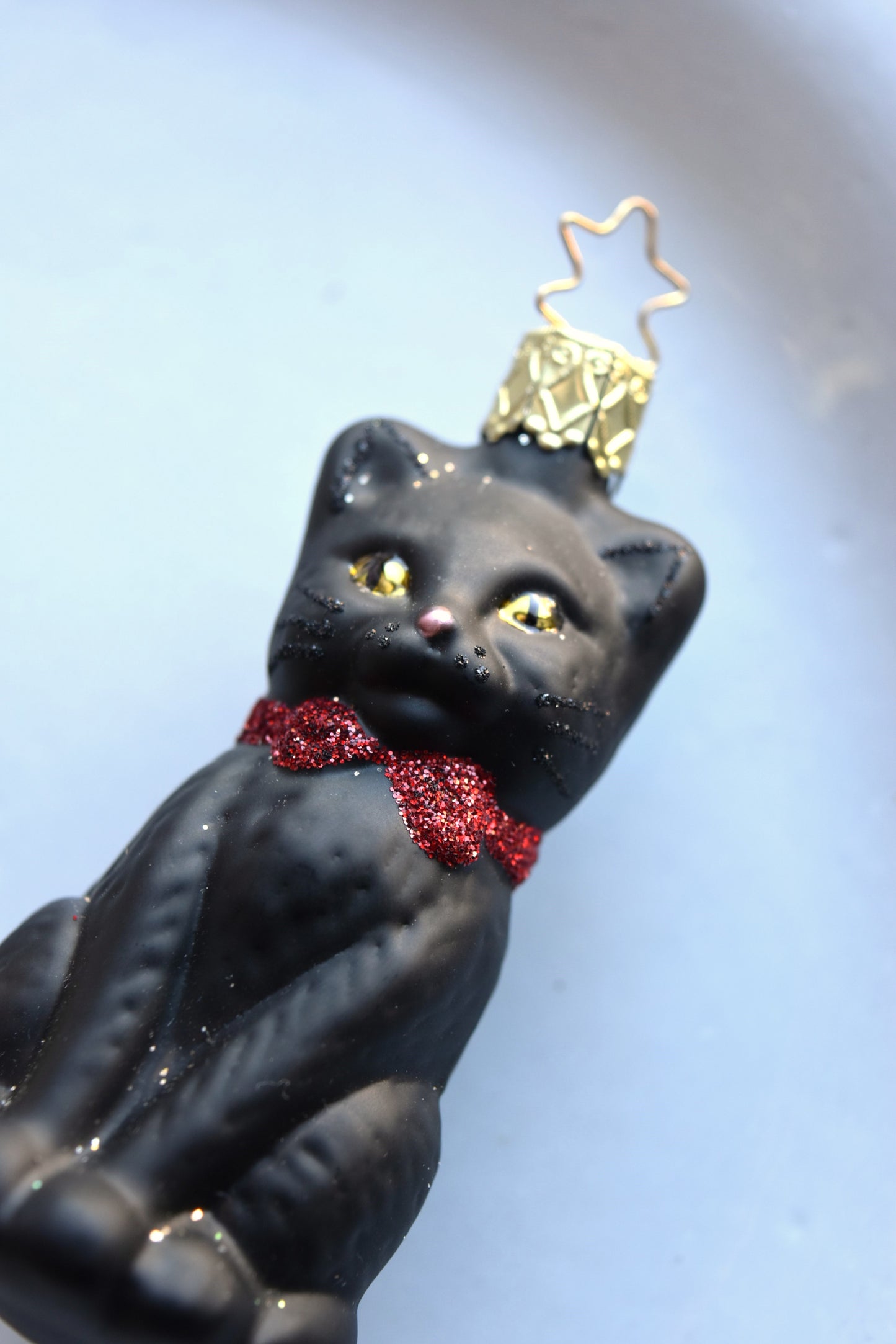German Glass Christmas Ornaments - Black Cat Or Snowman