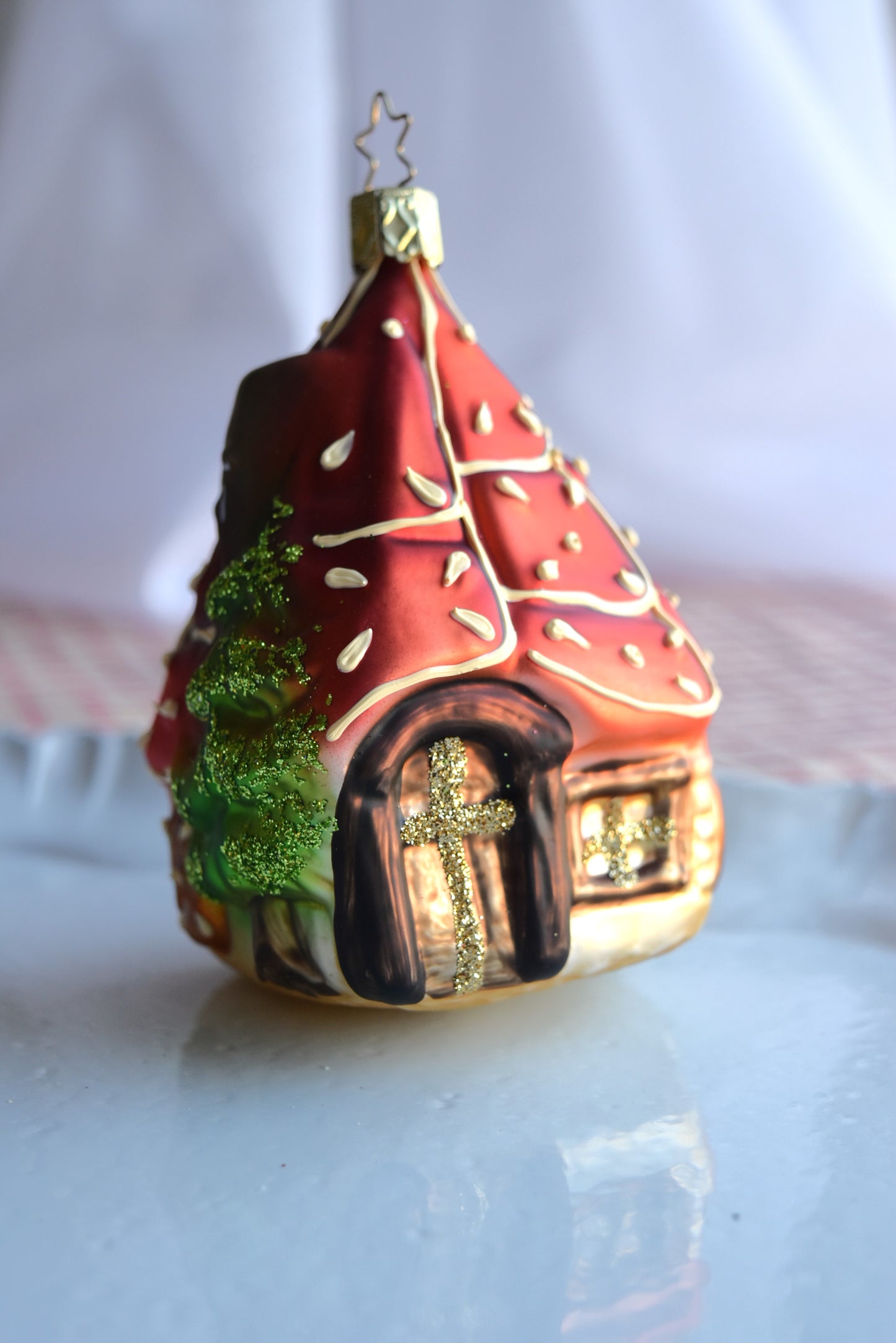 German Glass Christmas Ornaments - Cuckoo Clock Or Gingerbread House