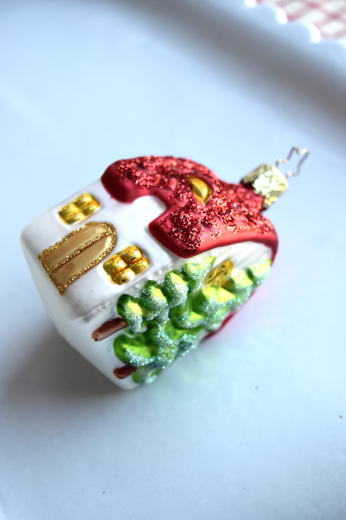 German Glass Christmas Ornaments - Fruit Basket Or House