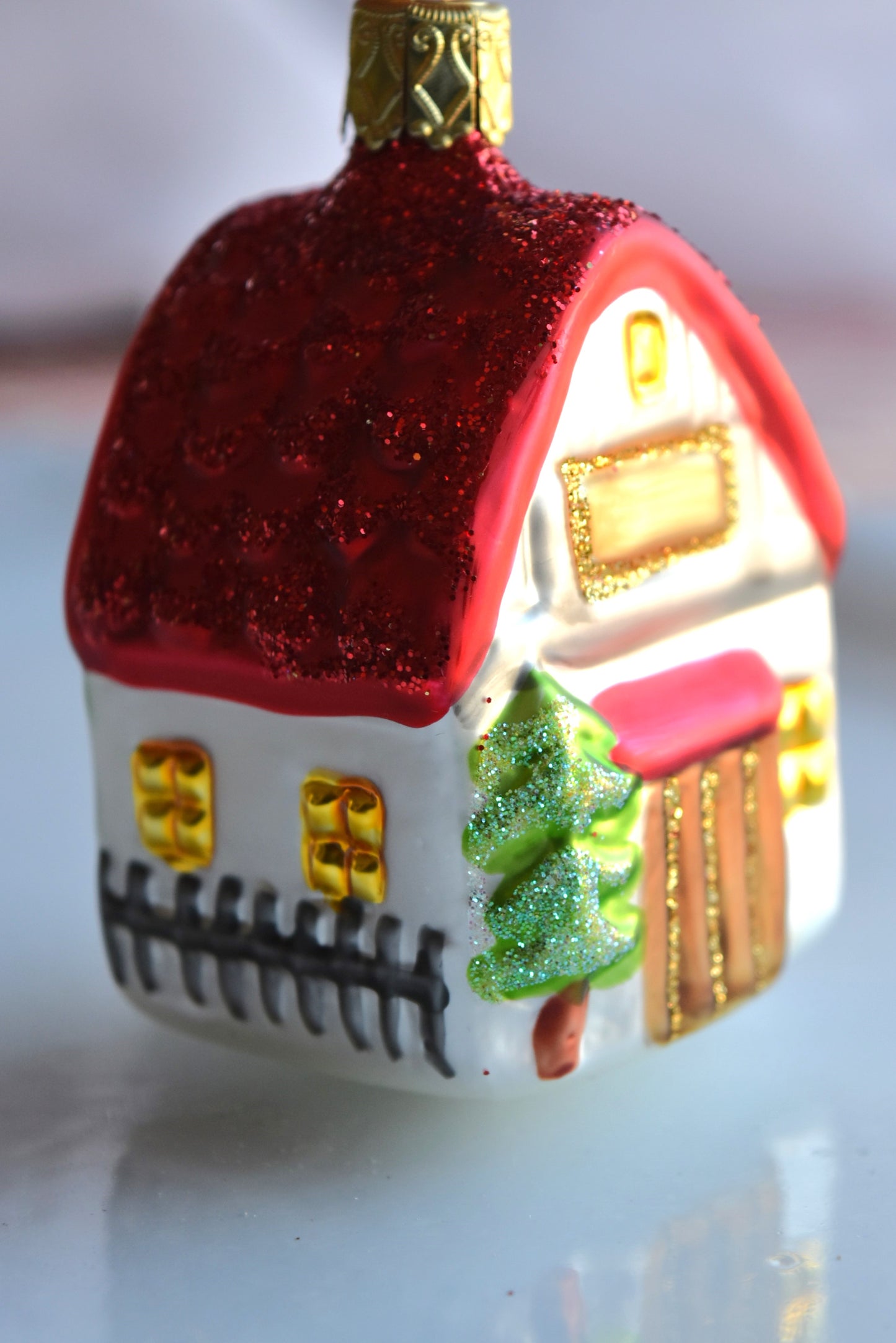 German Glass Christmas Ornaments - Fruit Basket Or House