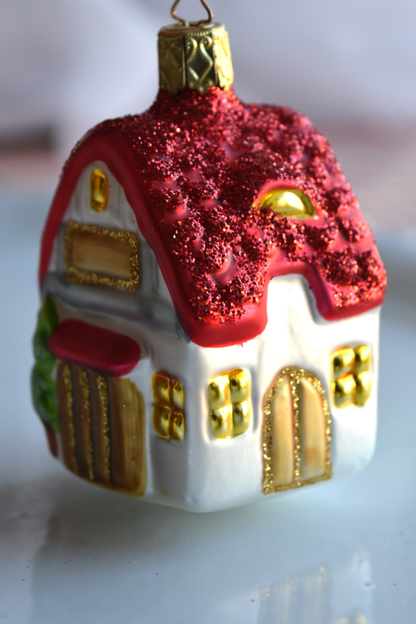 German Glass Christmas Ornaments - Fruit Basket Or House