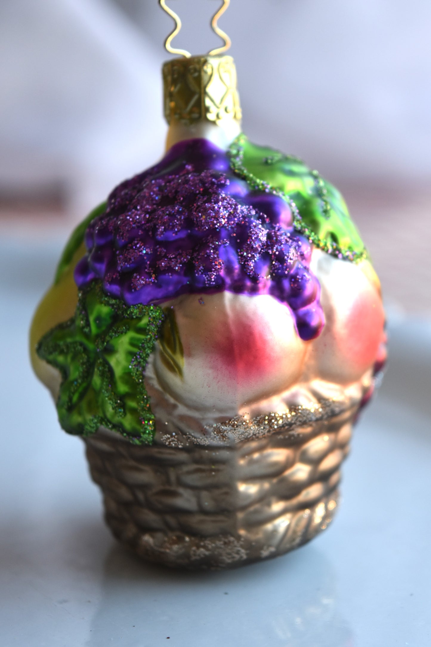 German Glass Christmas Ornaments - Fruit Basket Or House