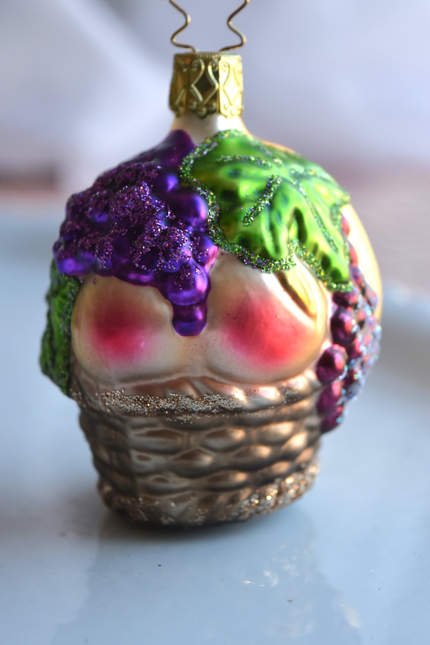 German Glass Christmas Ornaments - Fruit Basket Or House