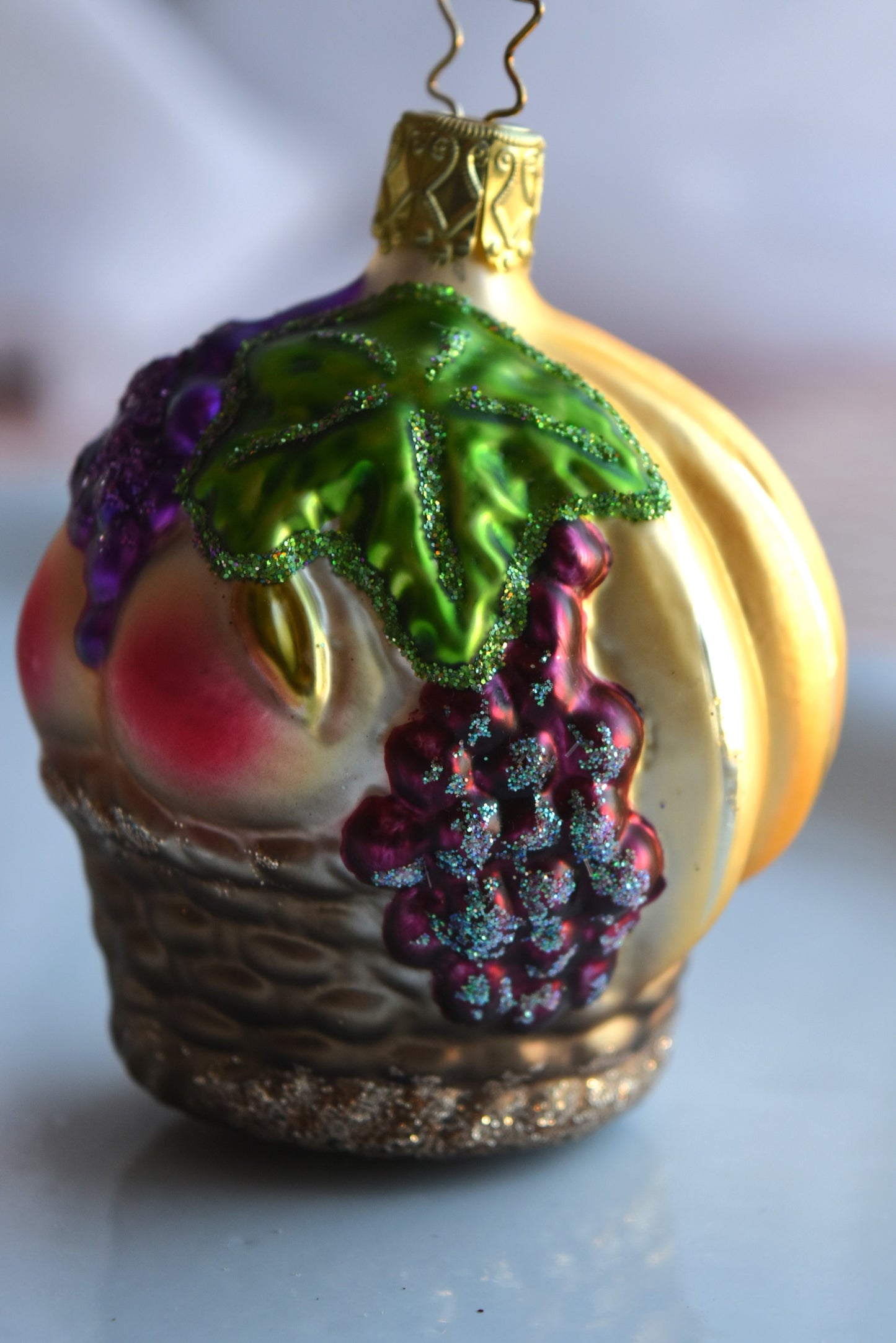 German Glass Christmas Ornaments - Fruit Basket Or House