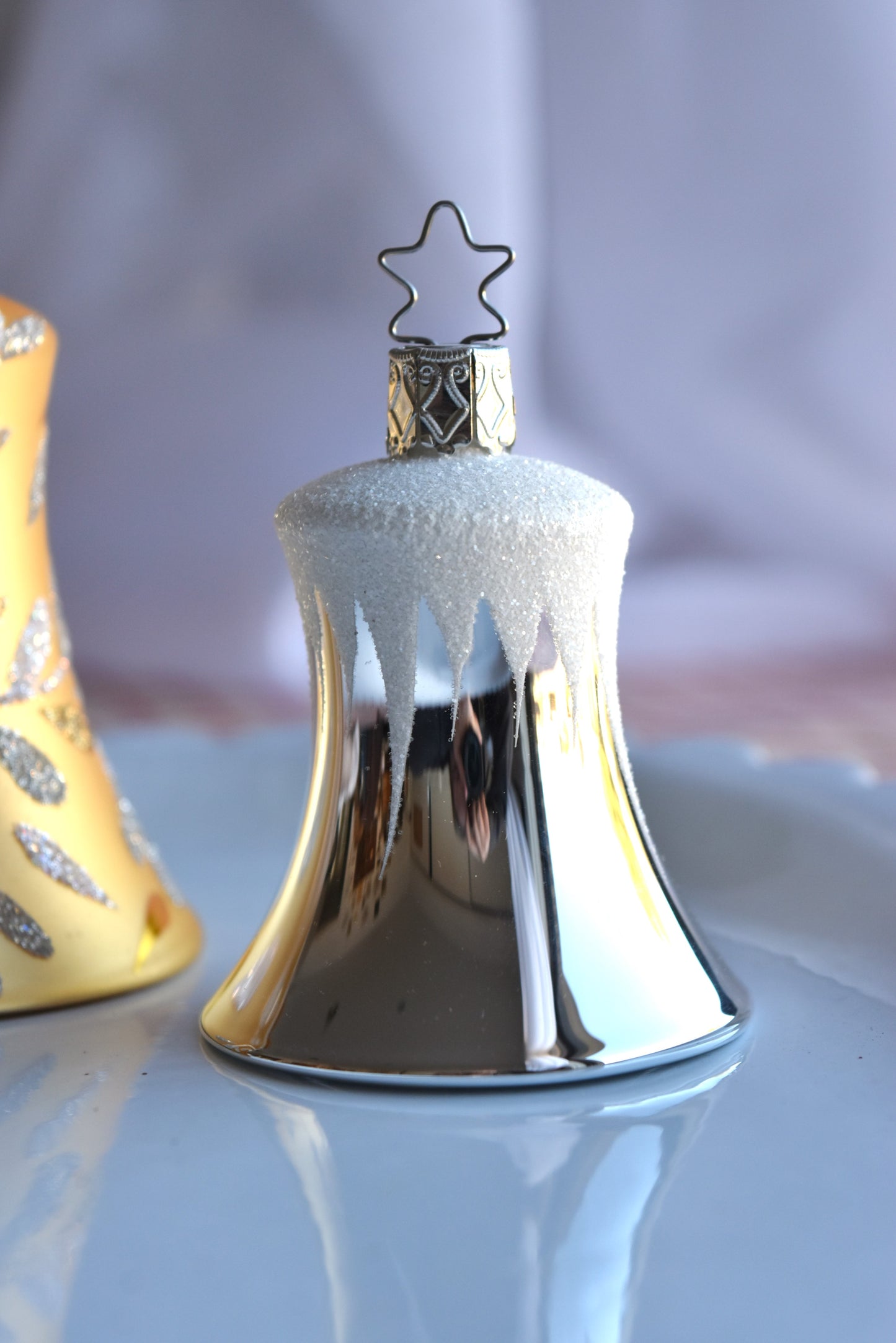 German Glass Christmas Ornaments - Gold Or Silver Bells