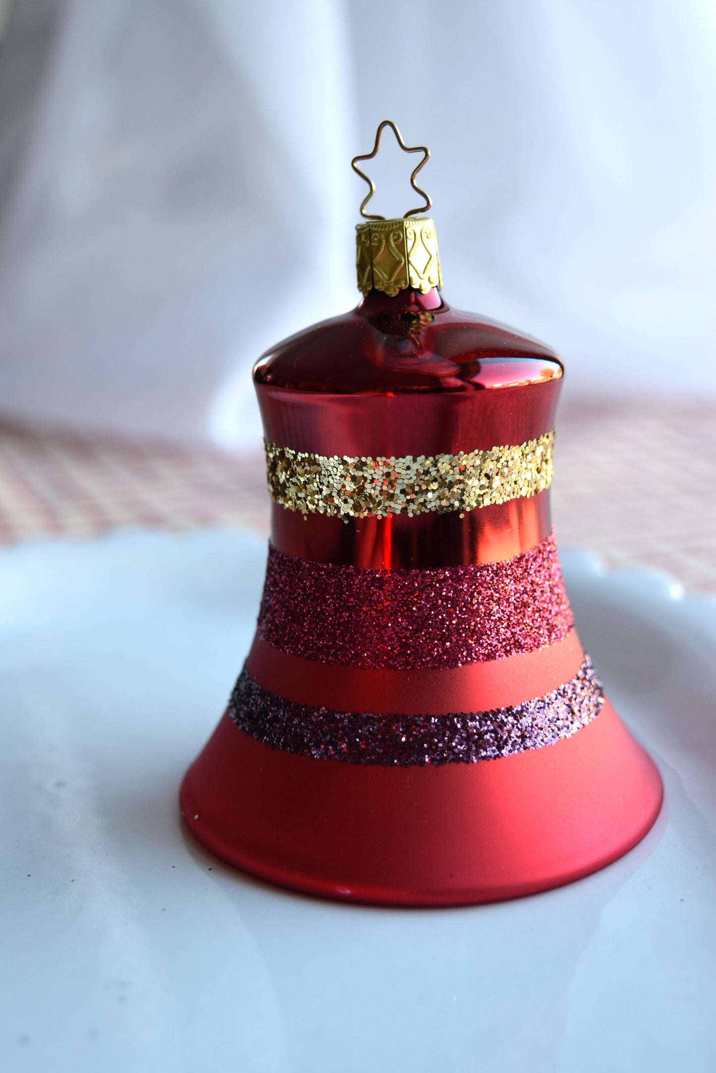 German Glass Christmas Ornaments - Red Bells