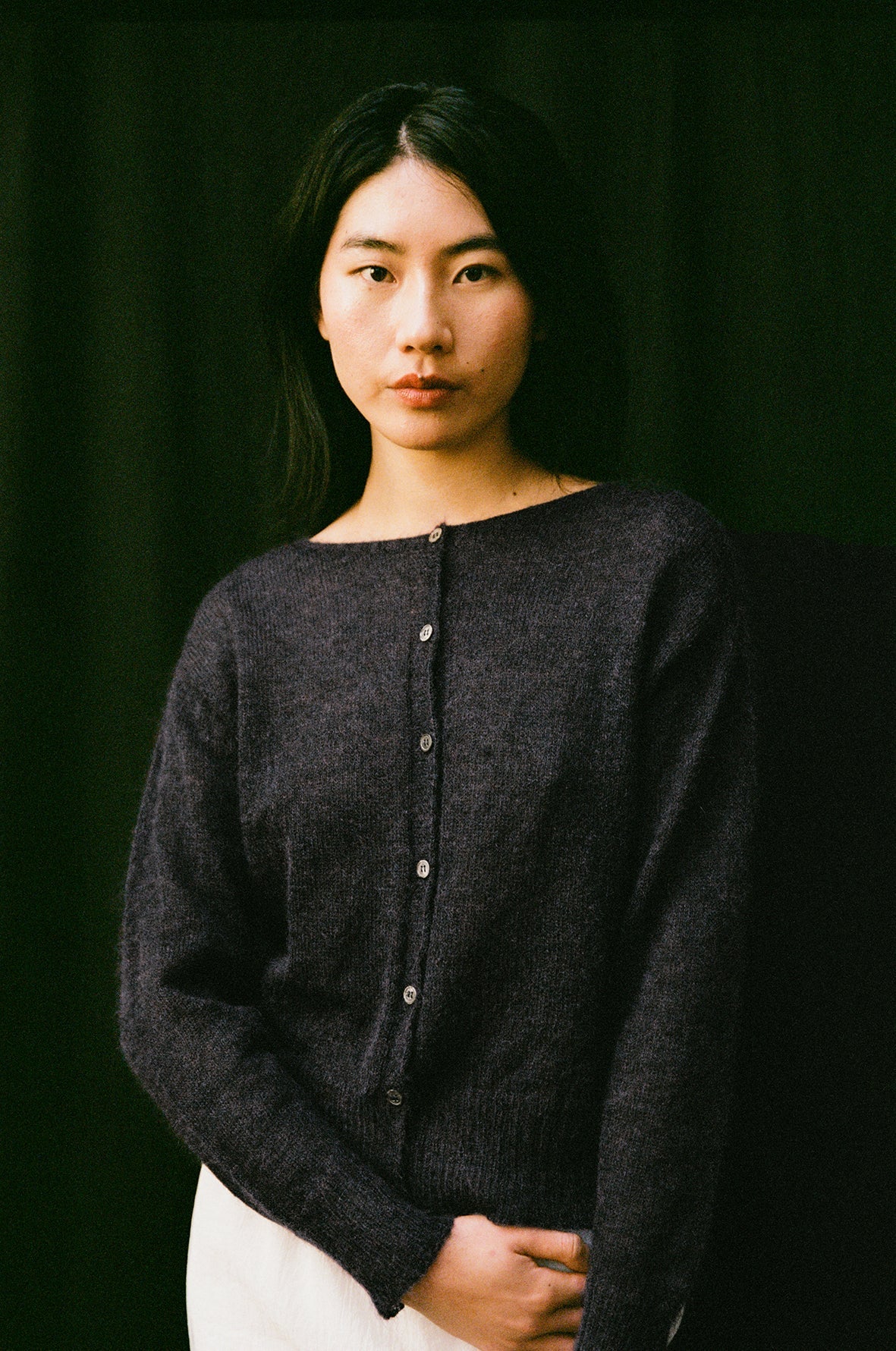 Francie Fleur Cardigan Black