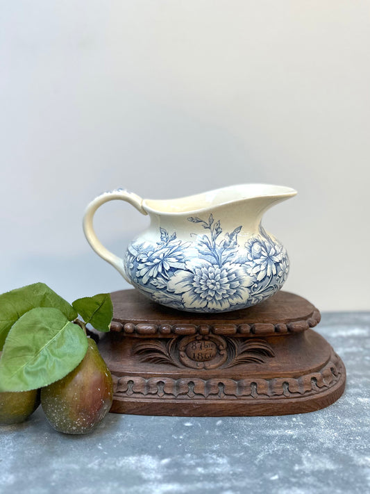 Antique French Gien 'Saint Germain' Floral Ceramic Jug