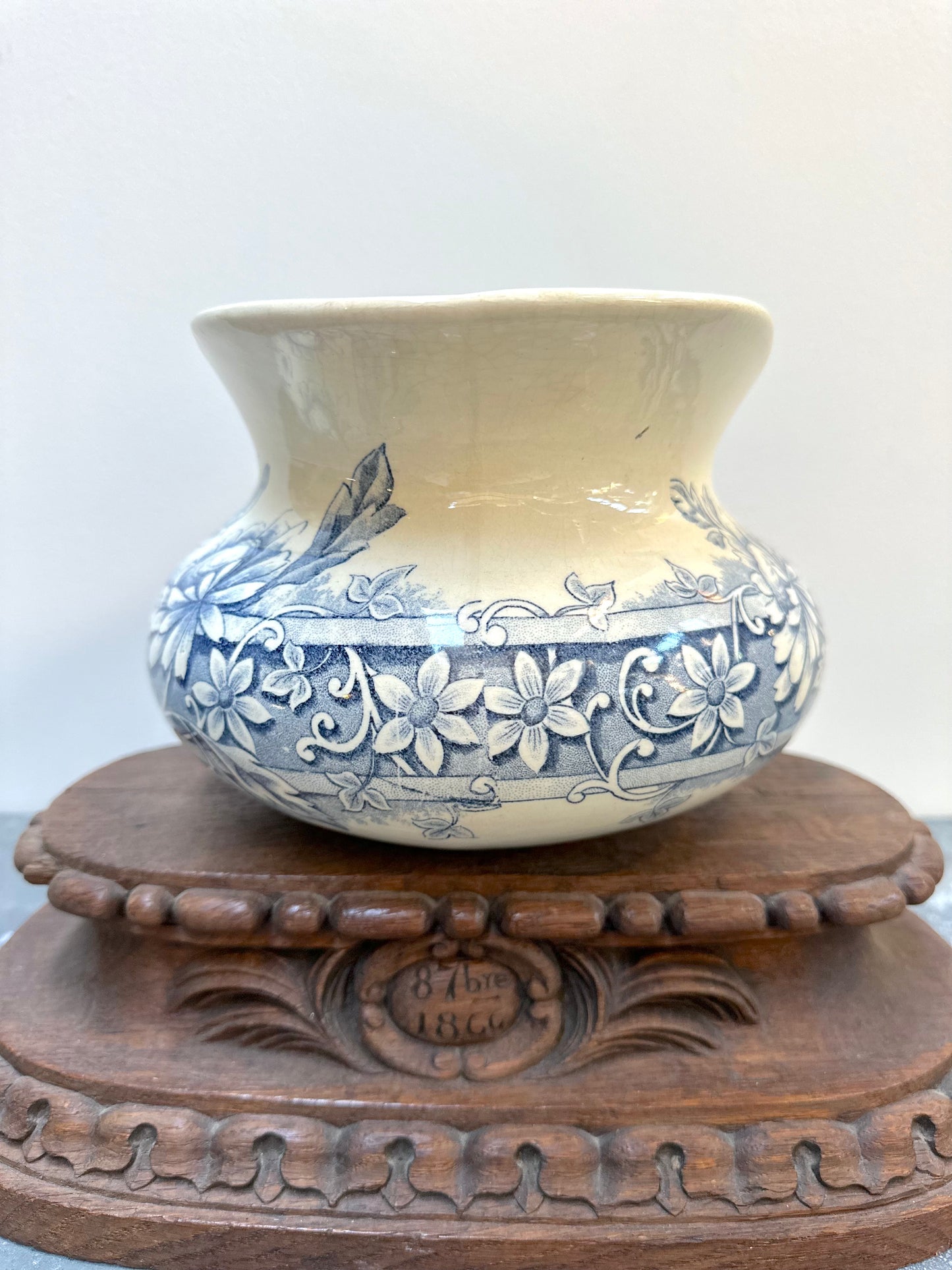 Antique French Gien 'Saint Germain' Floral Ceramic Jug