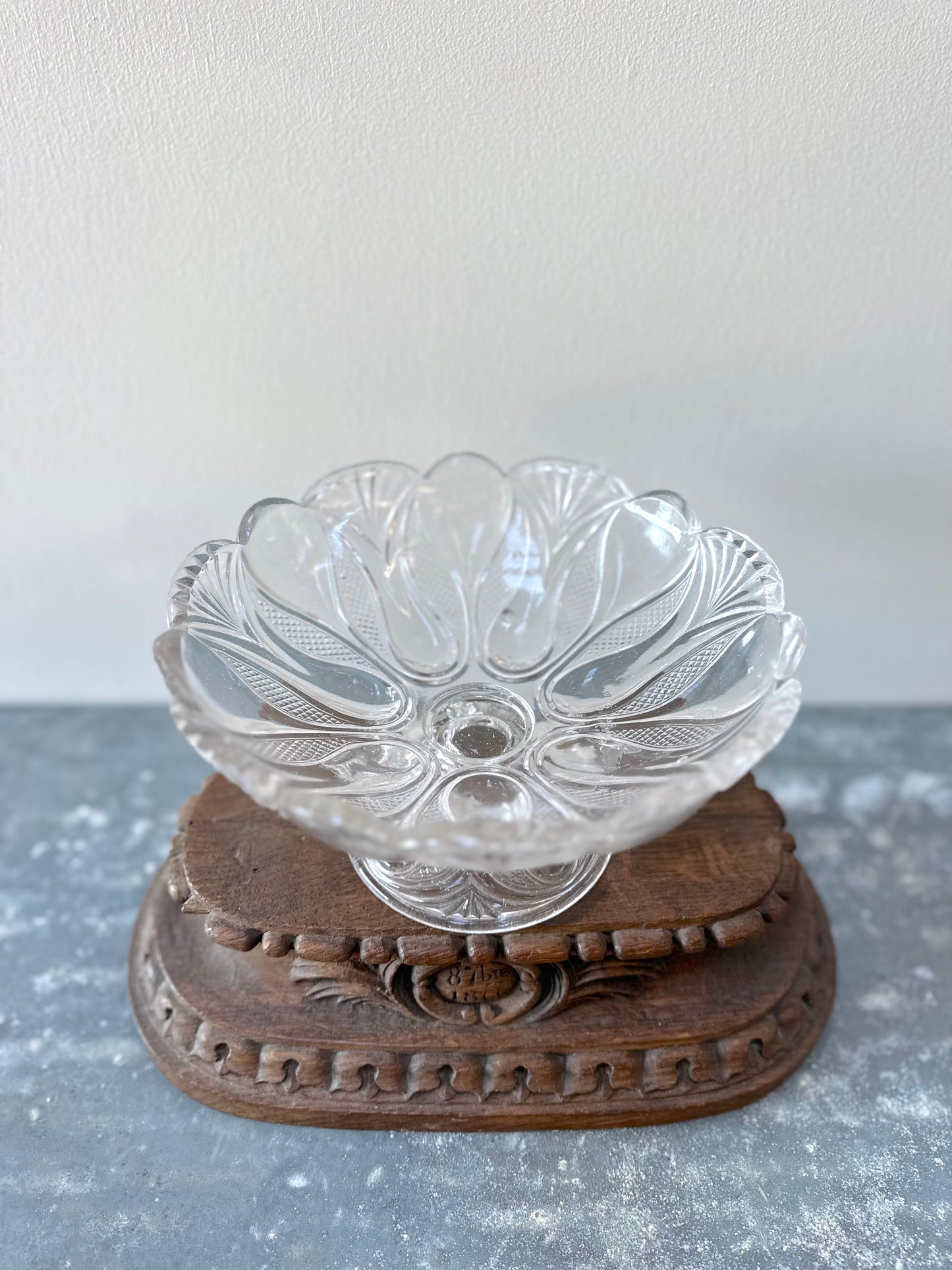 Vintage European Elegant Pressed Glass Footed Bowls