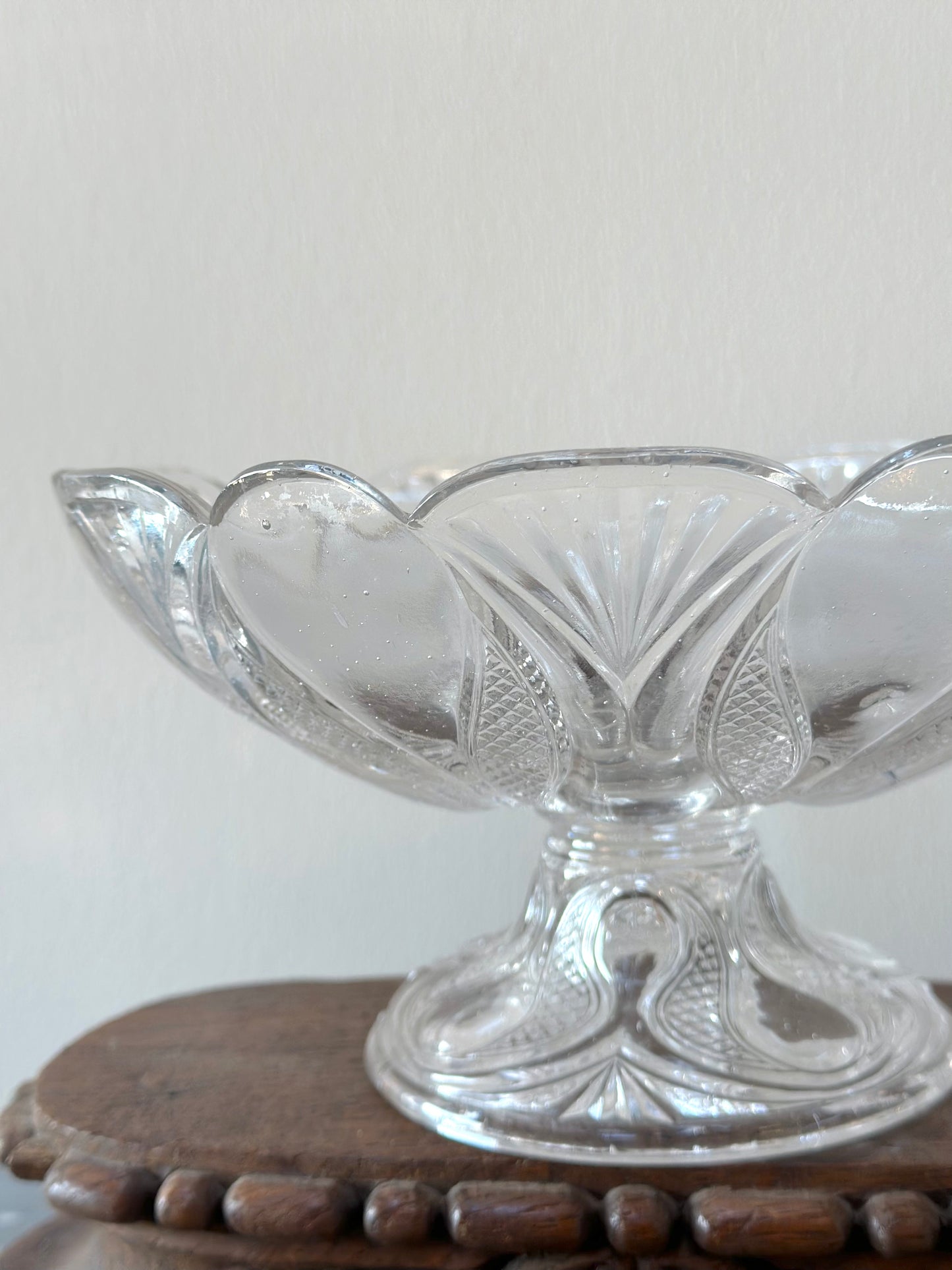 Vintage European Elegant Pressed Glass Footed Bowls