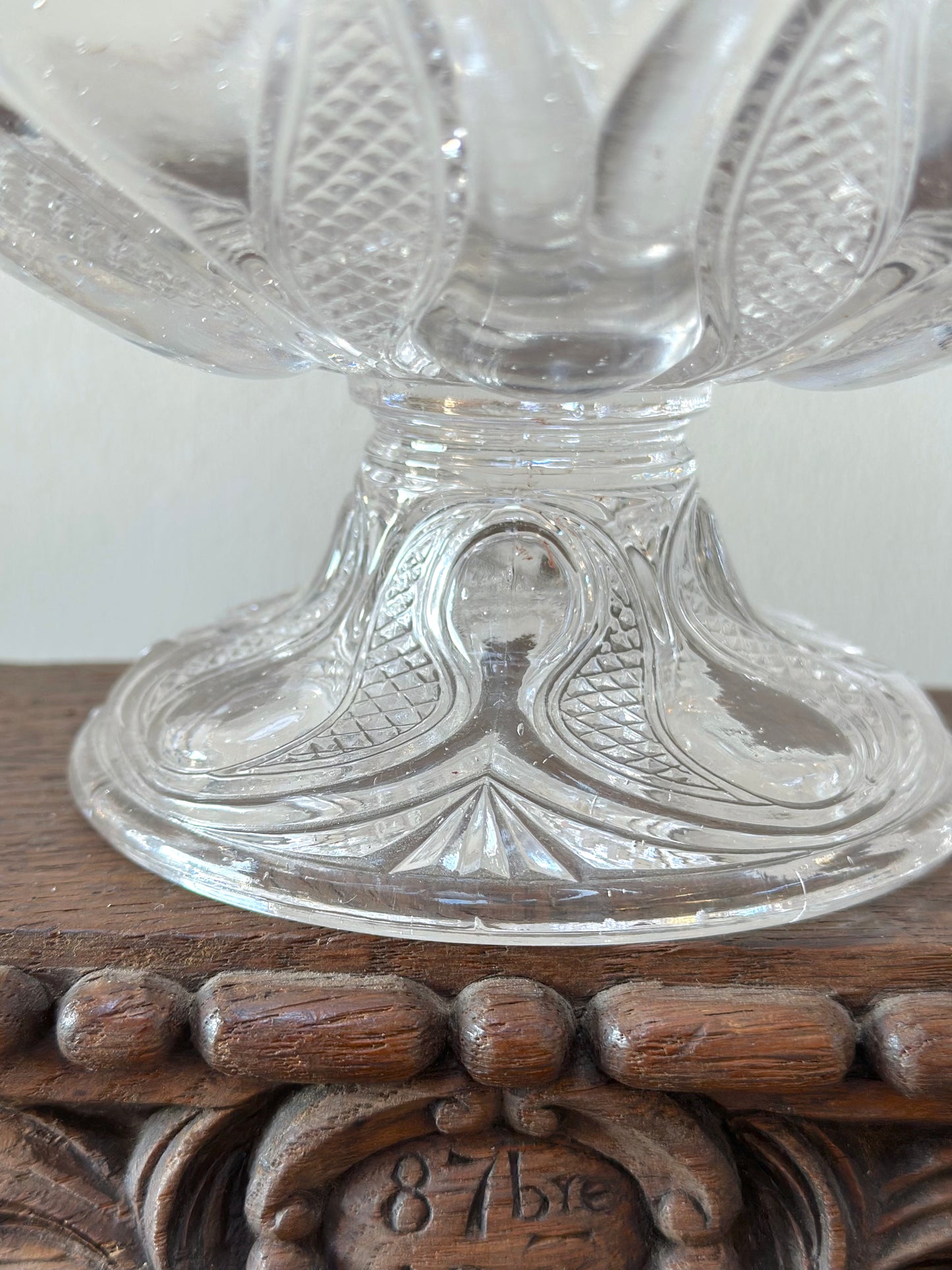 Vintage European Elegant Pressed Glass Footed Bowls