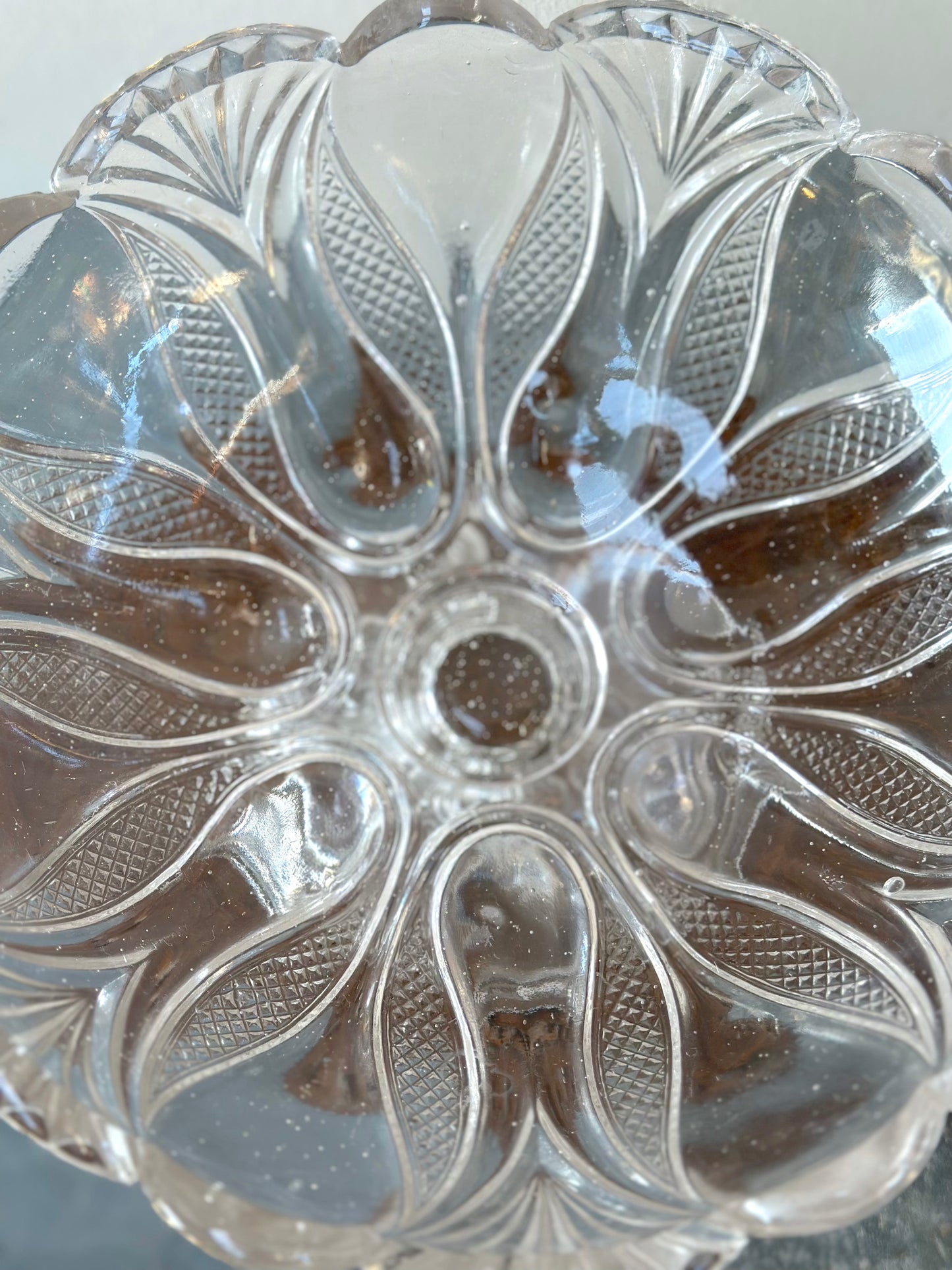 Vintage European Elegant Pressed Glass Footed Bowls