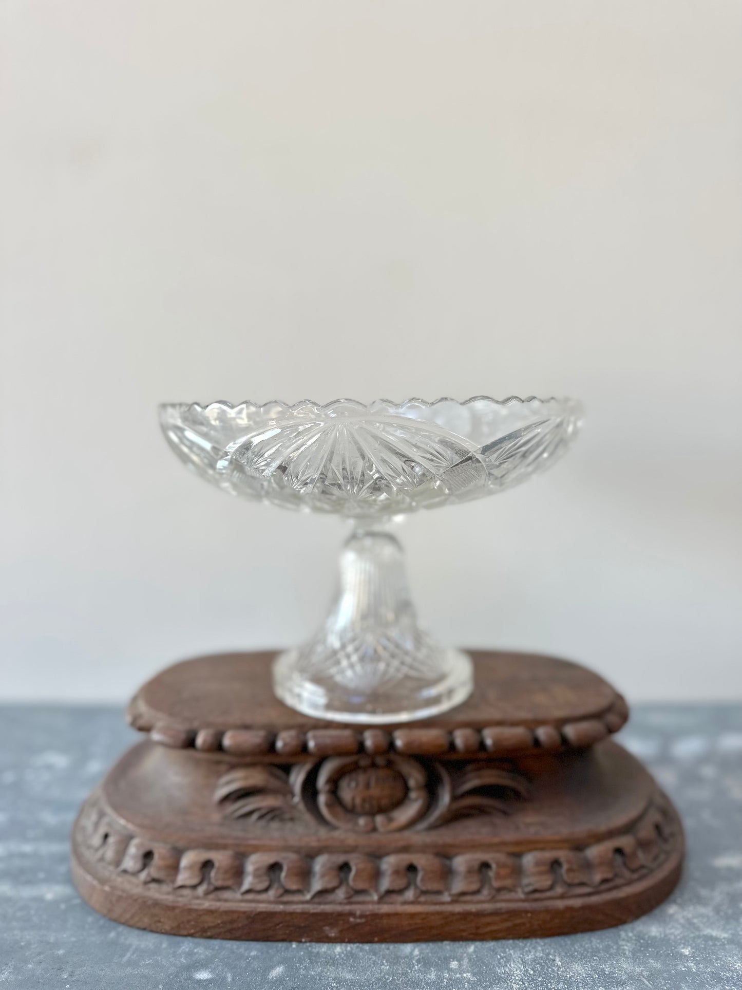 Vintage European Elegant Pressed Glass Footed Bowls