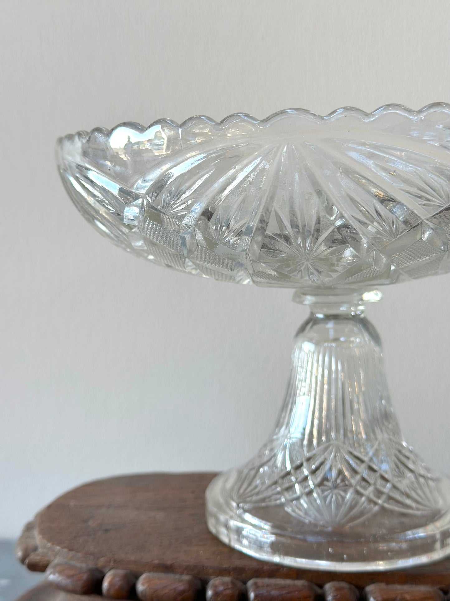Vintage European Elegant Pressed Glass Footed Bowls