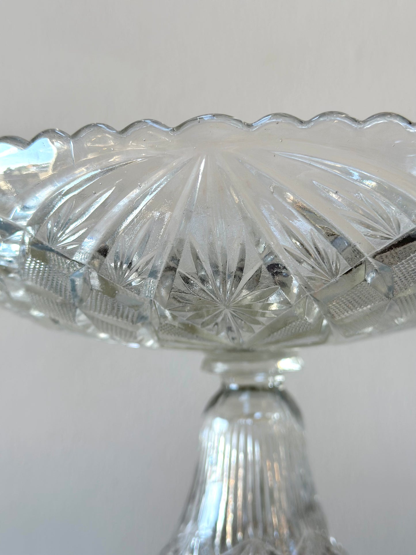 Vintage European Elegant Pressed Glass Footed Bowls