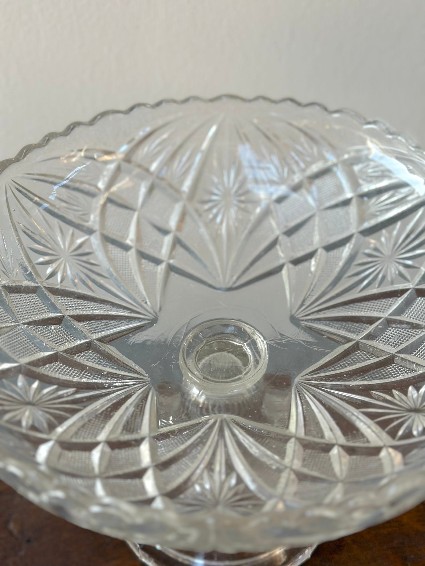 Vintage European Elegant Pressed Glass Footed Bowls